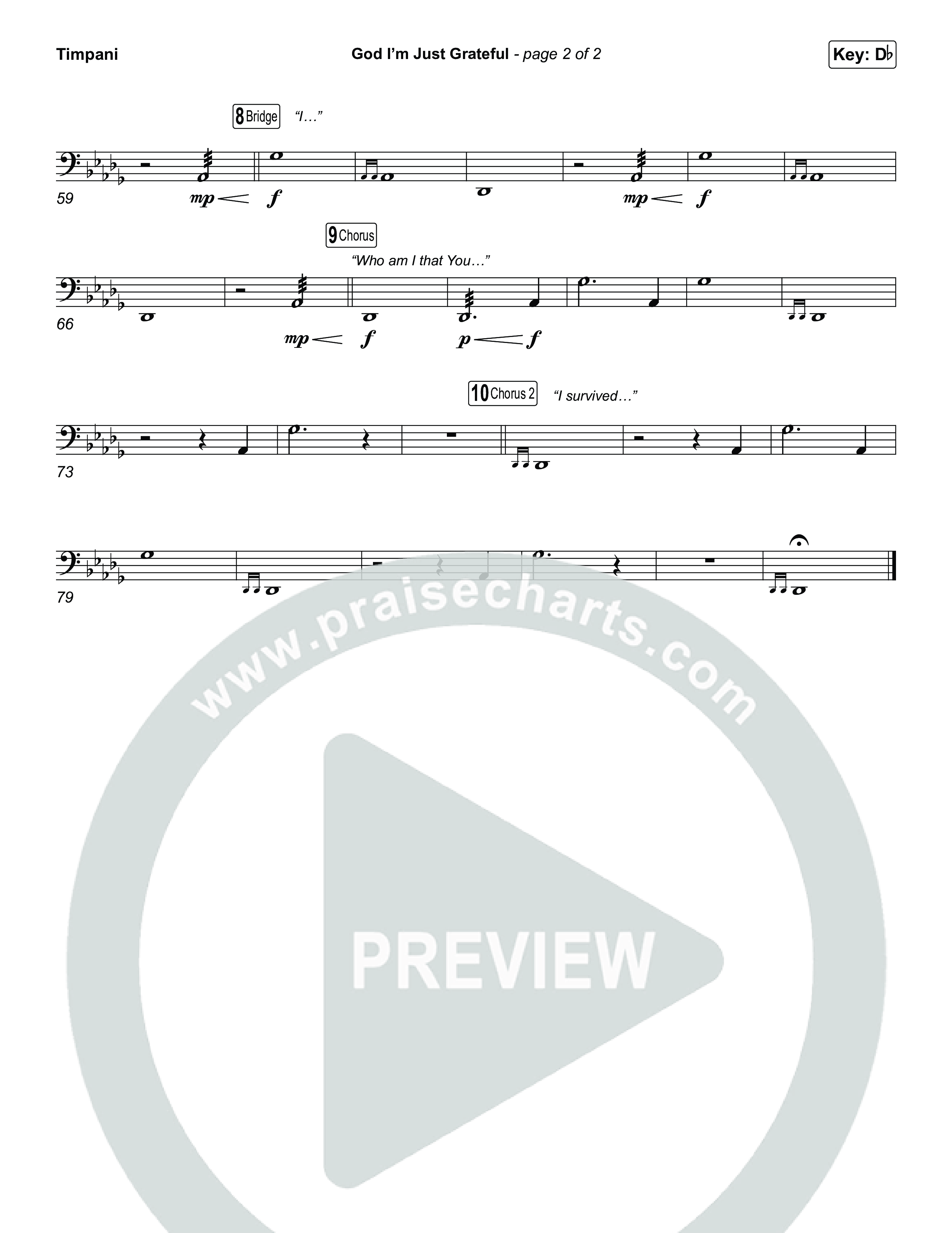 God I'm Just Grateful (Choral/SATB) Timpani (Travis Cottrell / Arr. Mason Brown)