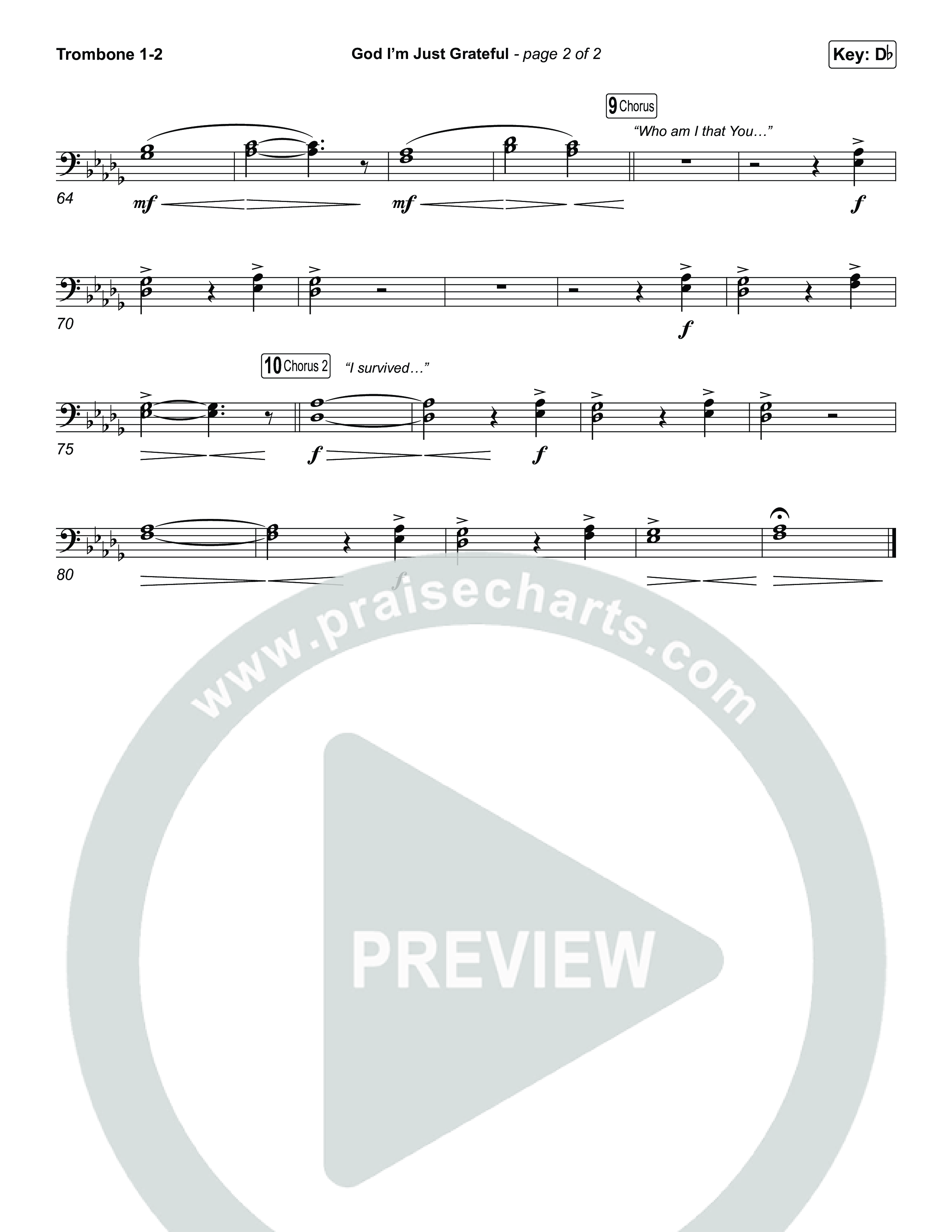 God I'm Just Grateful (Choral/SATB) Trombone 1,2 (Travis Cottrell / Arr. Mason Brown)