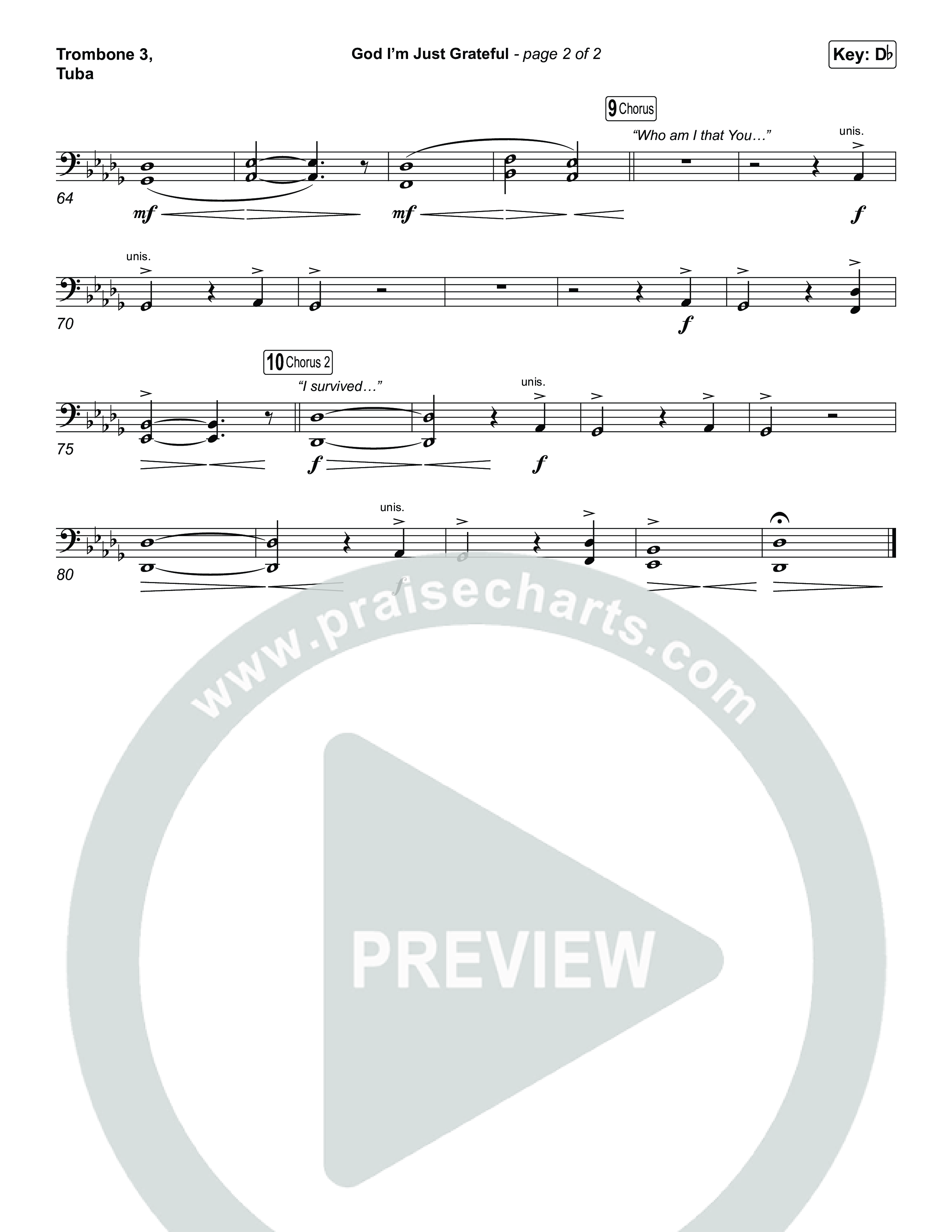 God I'm Just Grateful (Choral/SATB) Trombone 3/Tuba (Travis Cottrell / Arr. Mason Brown)