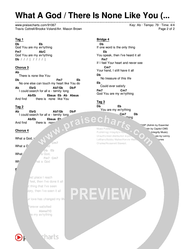 What A God / There Is None Like You (Choral/SATB) Chords & Lyrics (Travis Cottrell / Brooke Voland / Arr. Mason Brown)
