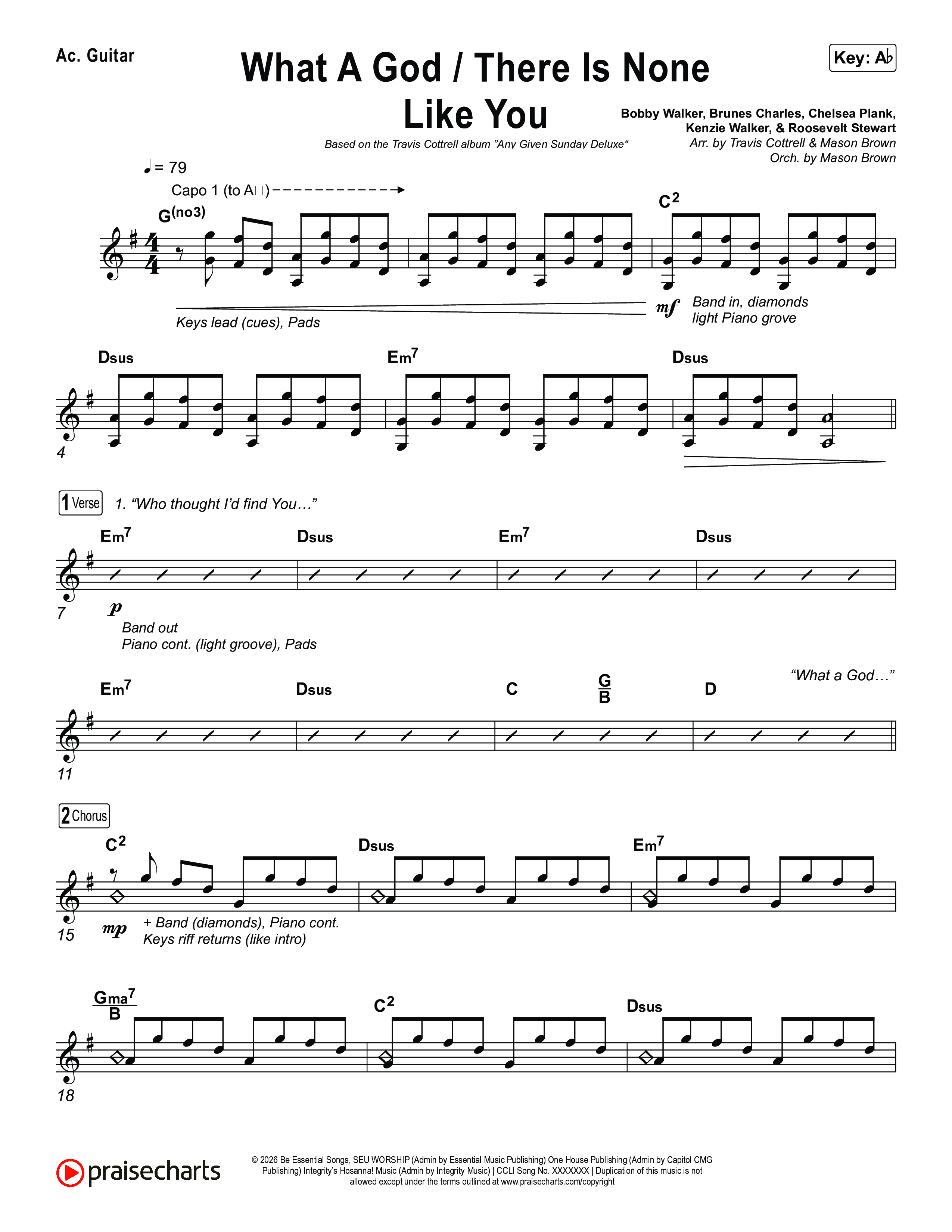 What A God / There Is None Like You (Choral/SATB) Acoustic Guitar (Travis Cottrell / Brooke Voland / Arr. Mason Brown)