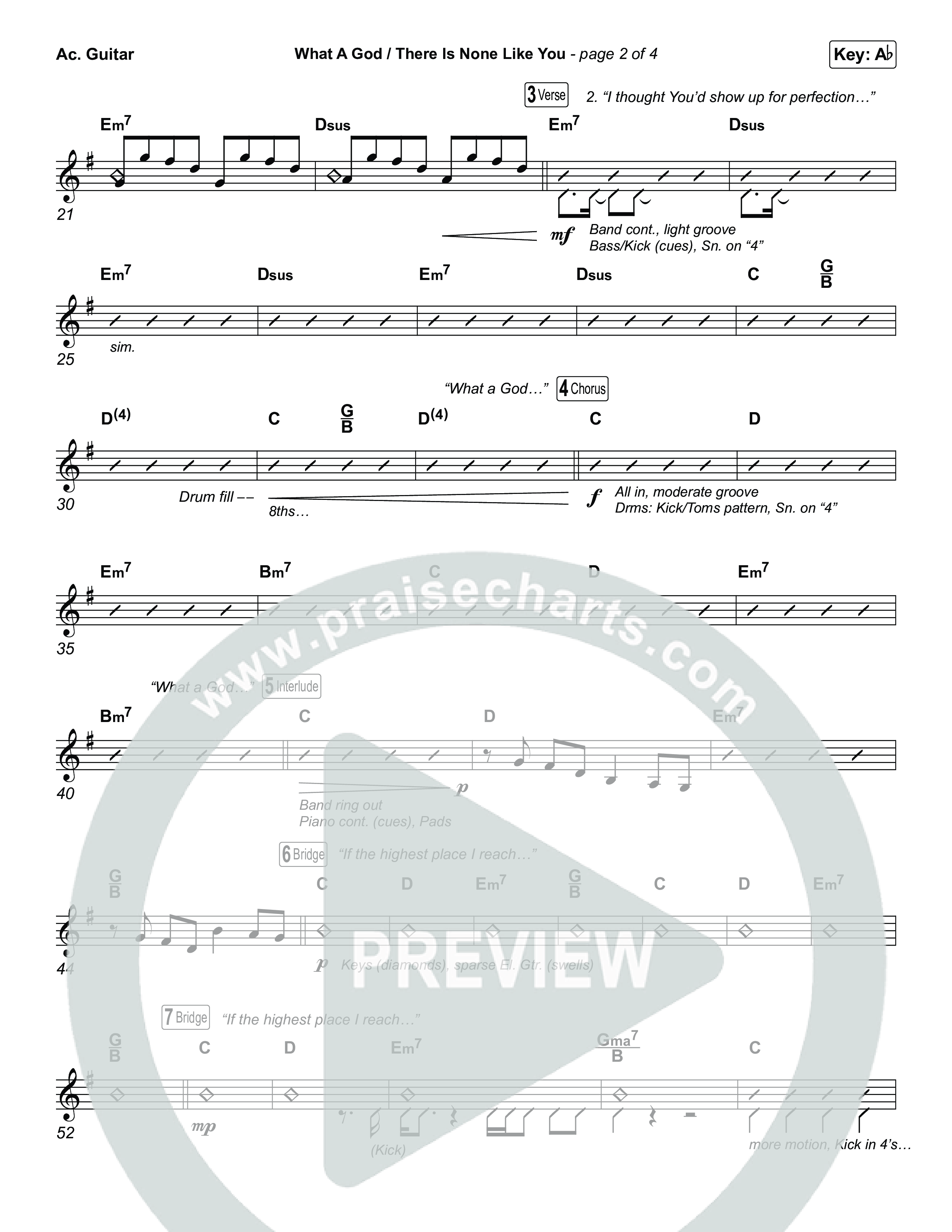 What A God / There Is None Like You (Choral/SATB) Acoustic Guitar (Travis Cottrell / Brooke Voland / Arr. Mason Brown)