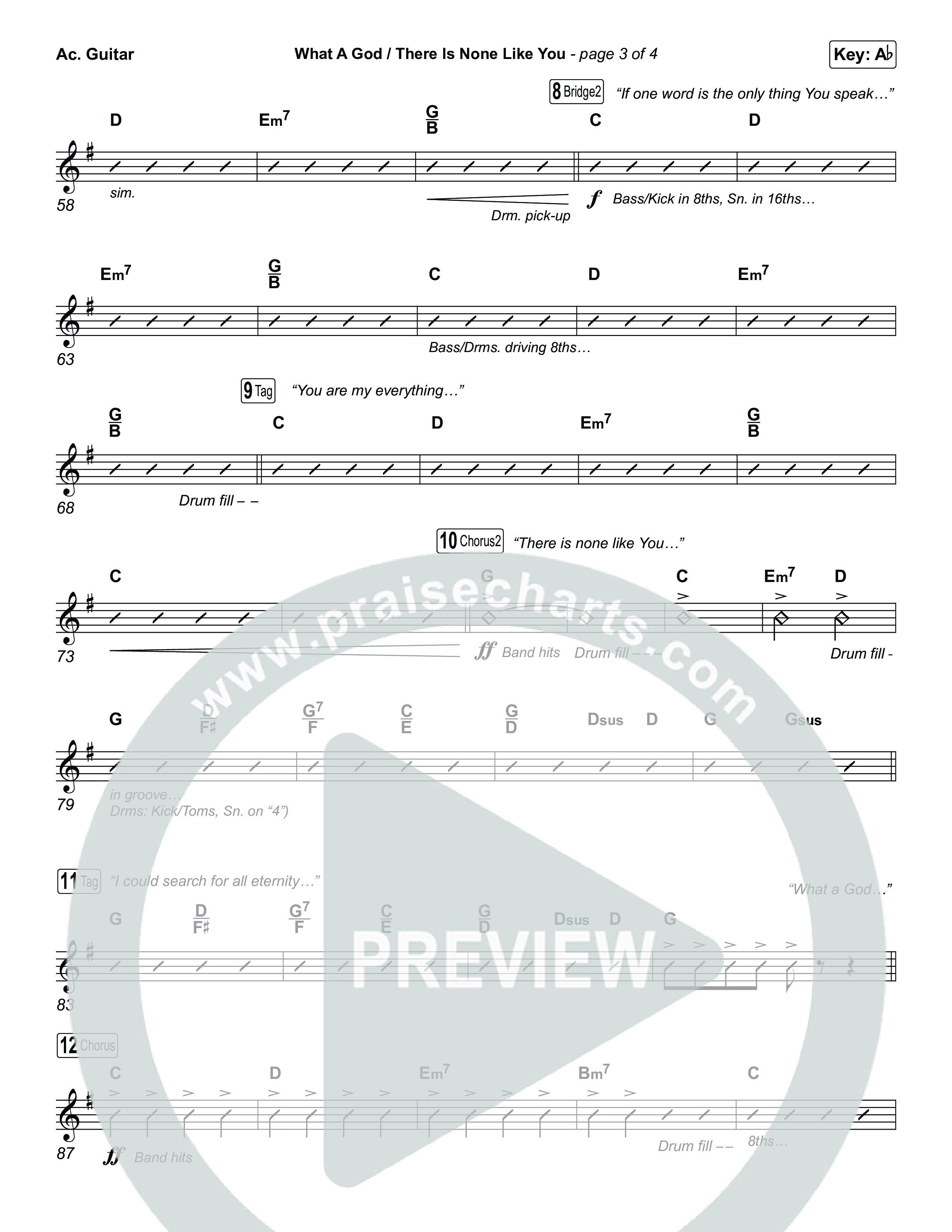 What A God / There Is None Like You (Choral/SATB) Acoustic Guitar (Travis Cottrell / Brooke Voland / Arr. Mason Brown)