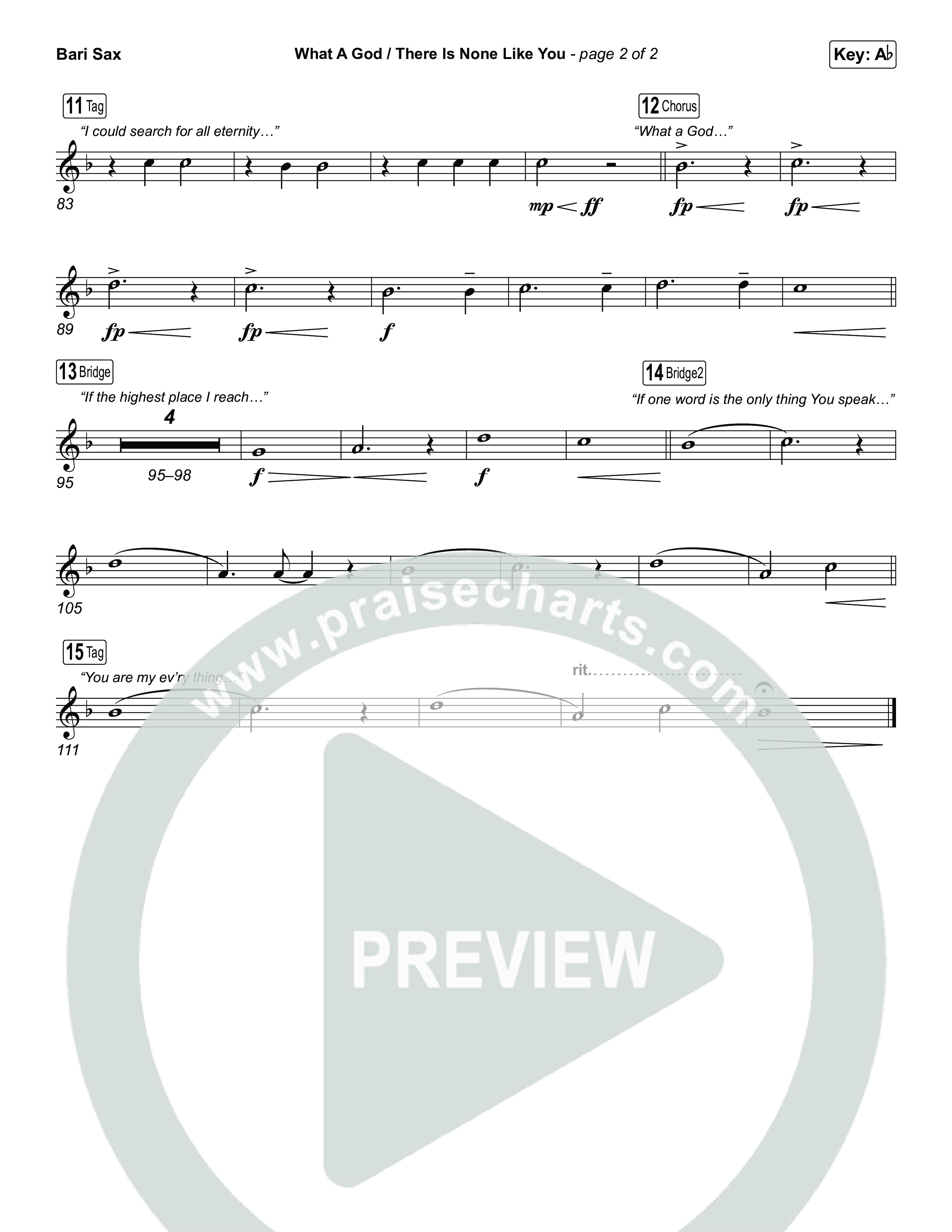 What A God / There Is None Like You (Choral/SATB) Bari Sax (Travis Cottrell / Brooke Voland / Arr. Mason Brown)