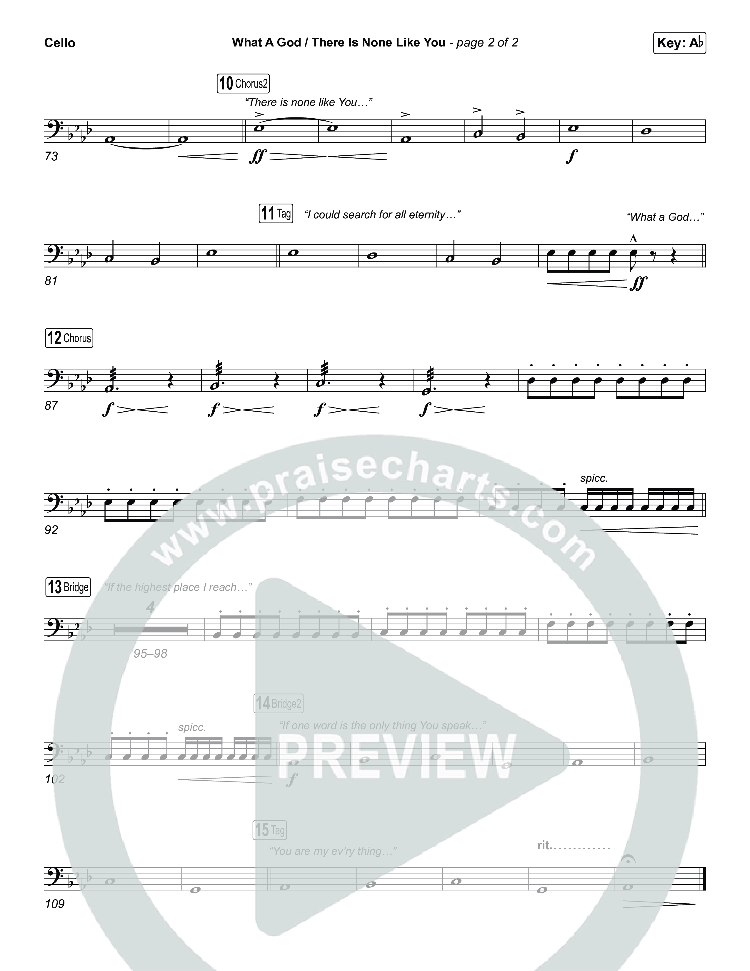 What A God / There Is None Like You (Choral/SATB) Cello (Travis Cottrell / Brooke Voland / Arr. Mason Brown)