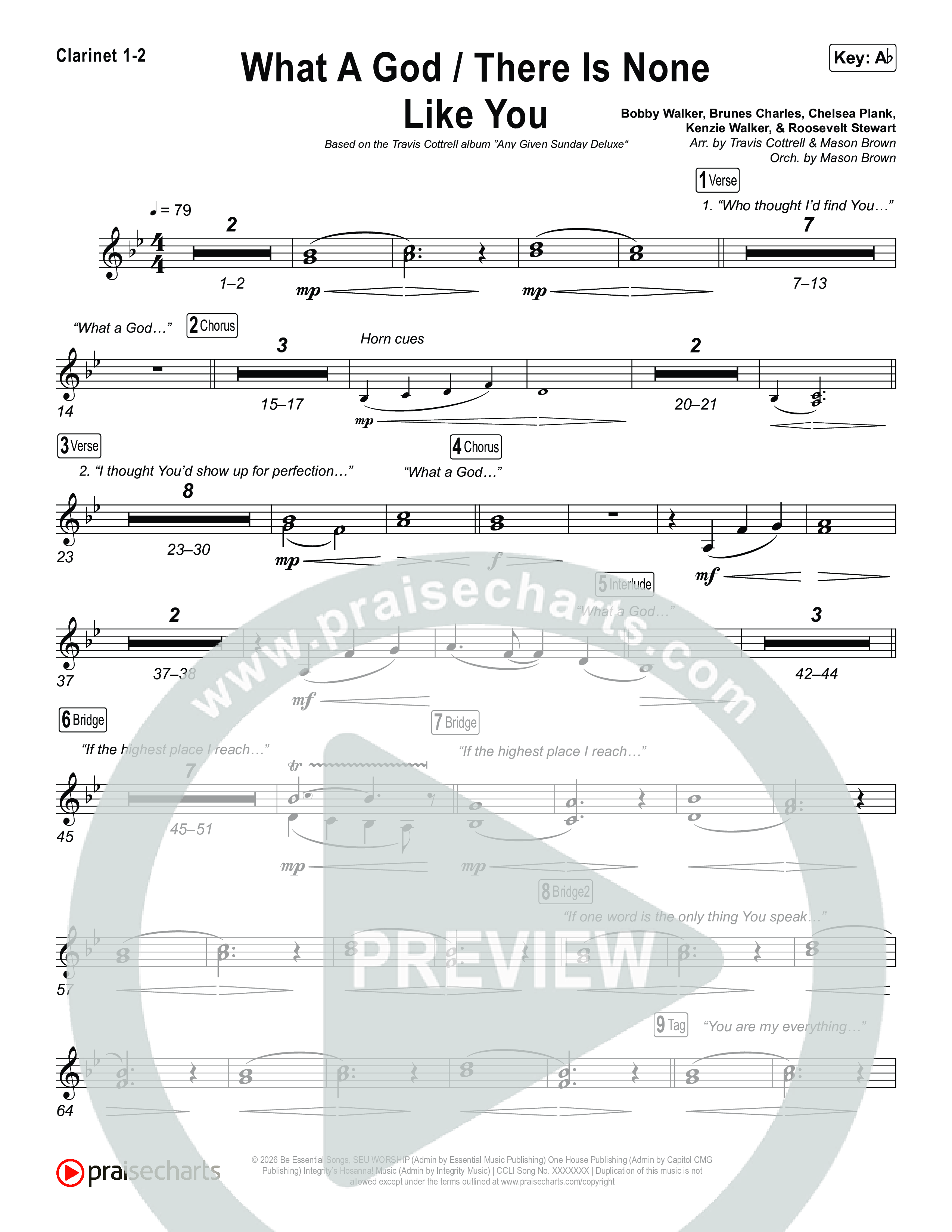 What A God / There Is None Like You (Choral/SATB) Clarinet 1,2 (Travis Cottrell / Brooke Voland / Arr. Mason Brown)