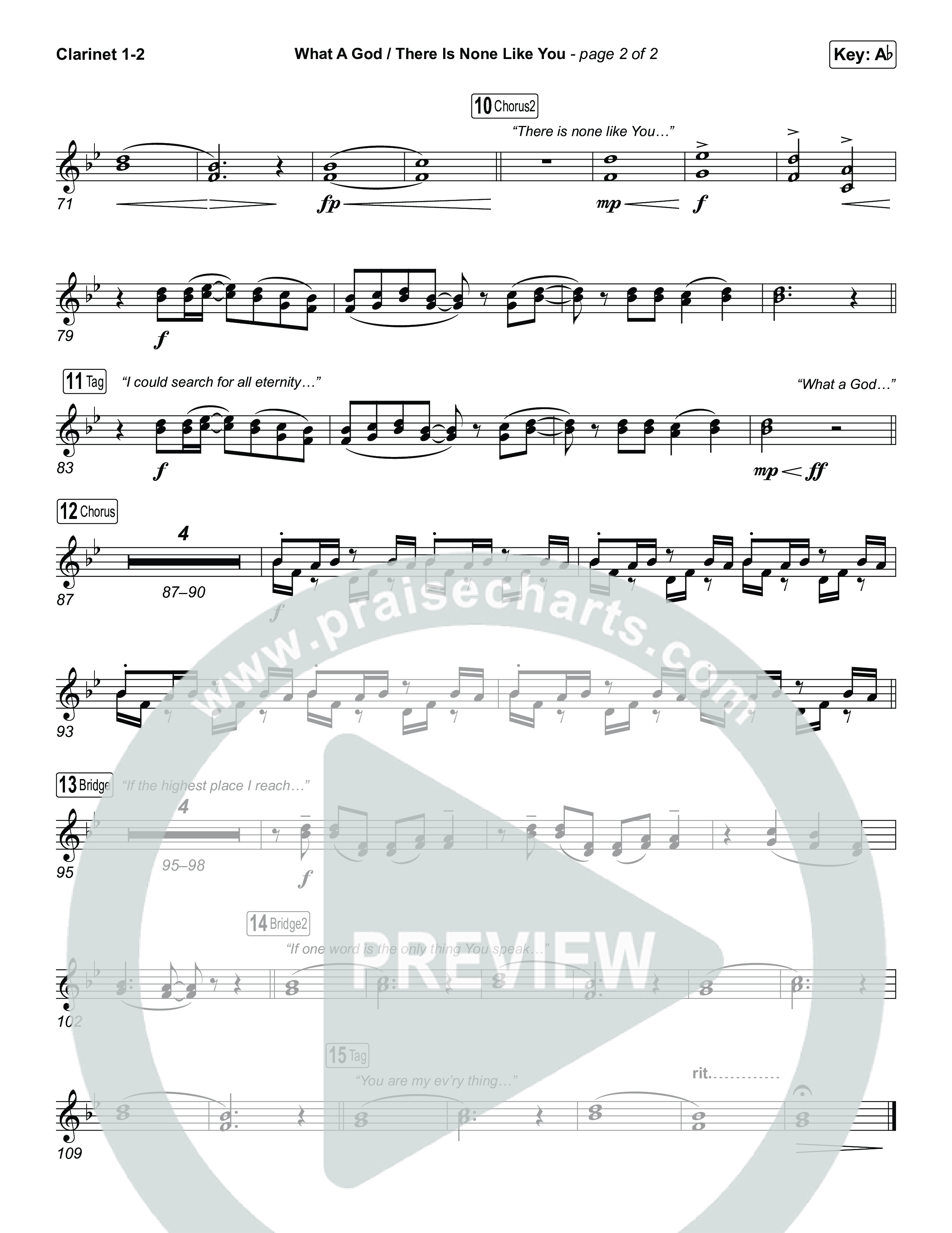 What A God / There Is None Like You (Choral/SATB) Clarinet 1,2 (Travis Cottrell / Brooke Voland / Arr. Mason Brown)