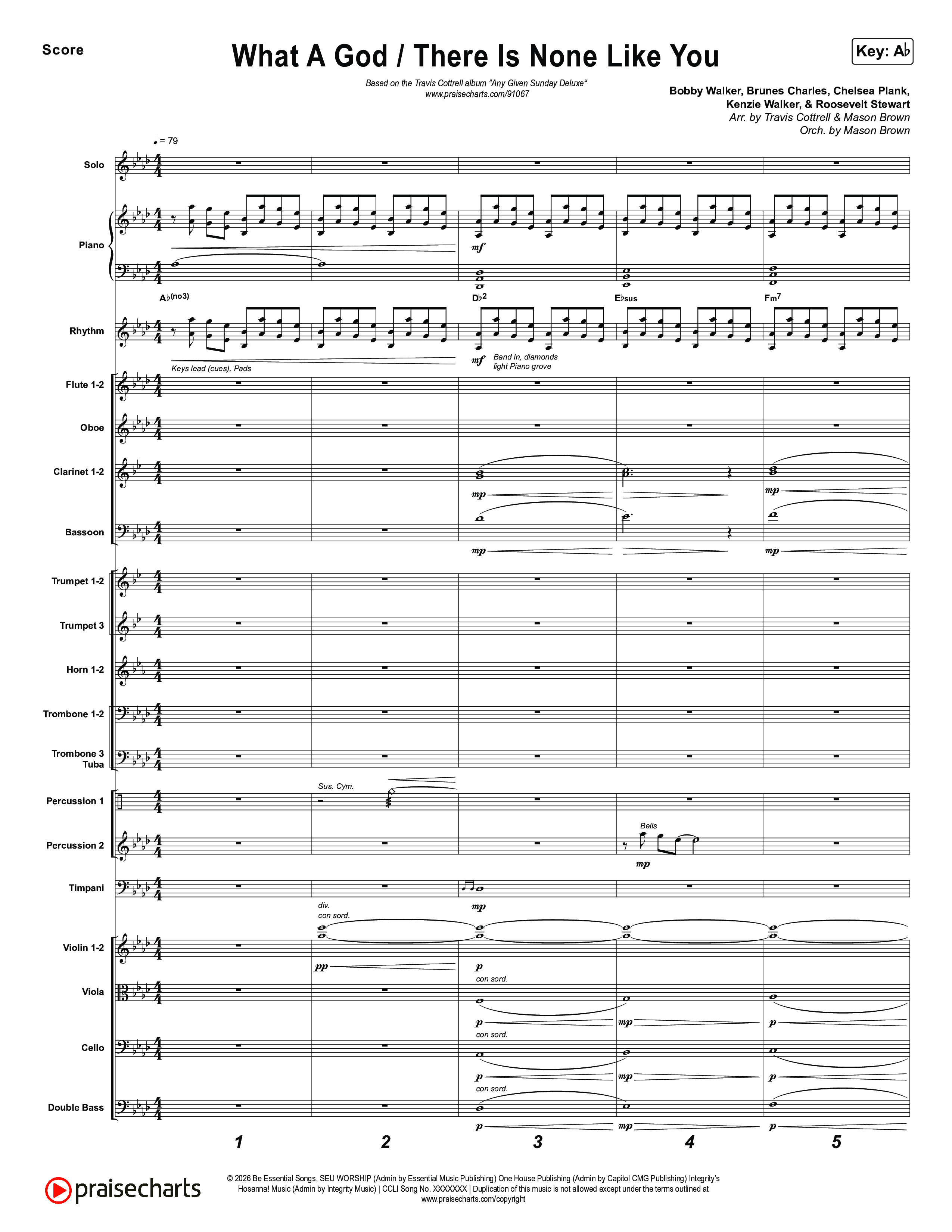 What A God / There Is None Like You (Choral/SATB) Conductor's Score (Travis Cottrell / Brooke Voland / Arr. Mason Brown)