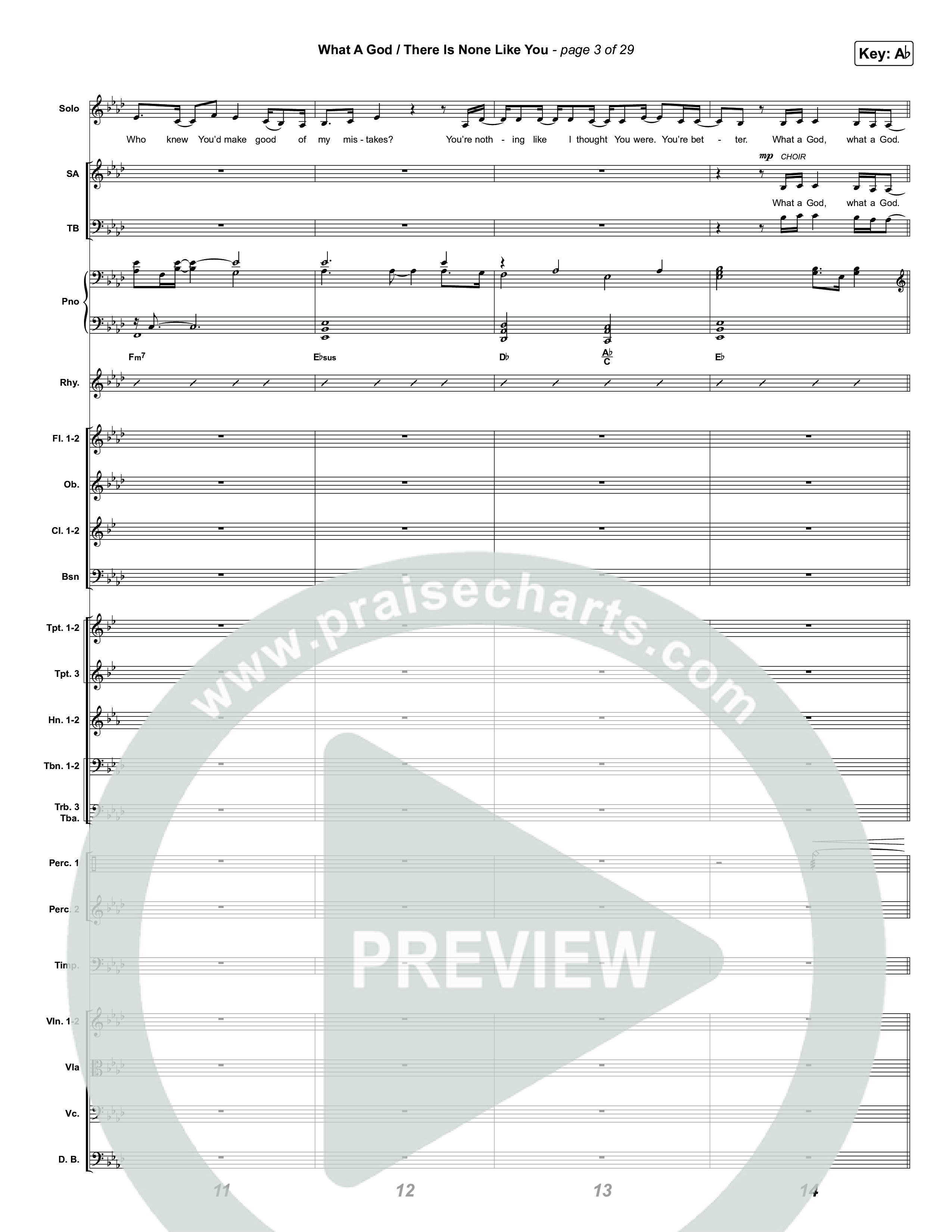 What A God / There Is None Like You (Choral/SATB) Conductor's Score (Travis Cottrell / Brooke Voland / Arr. Mason Brown)