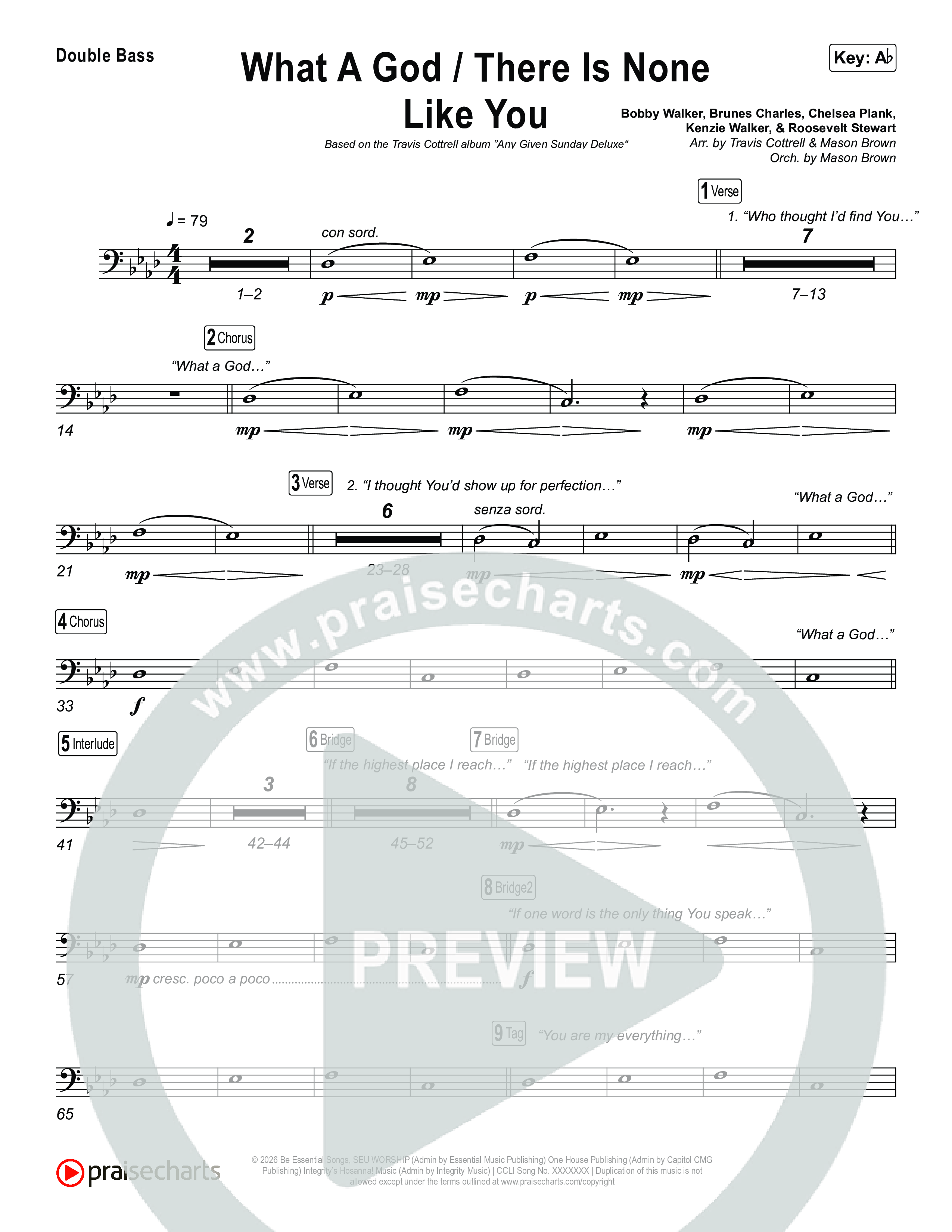 What A God / There Is None Like You (Choral/SATB) String Bass (Travis Cottrell / Brooke Voland / Arr. Mason Brown)