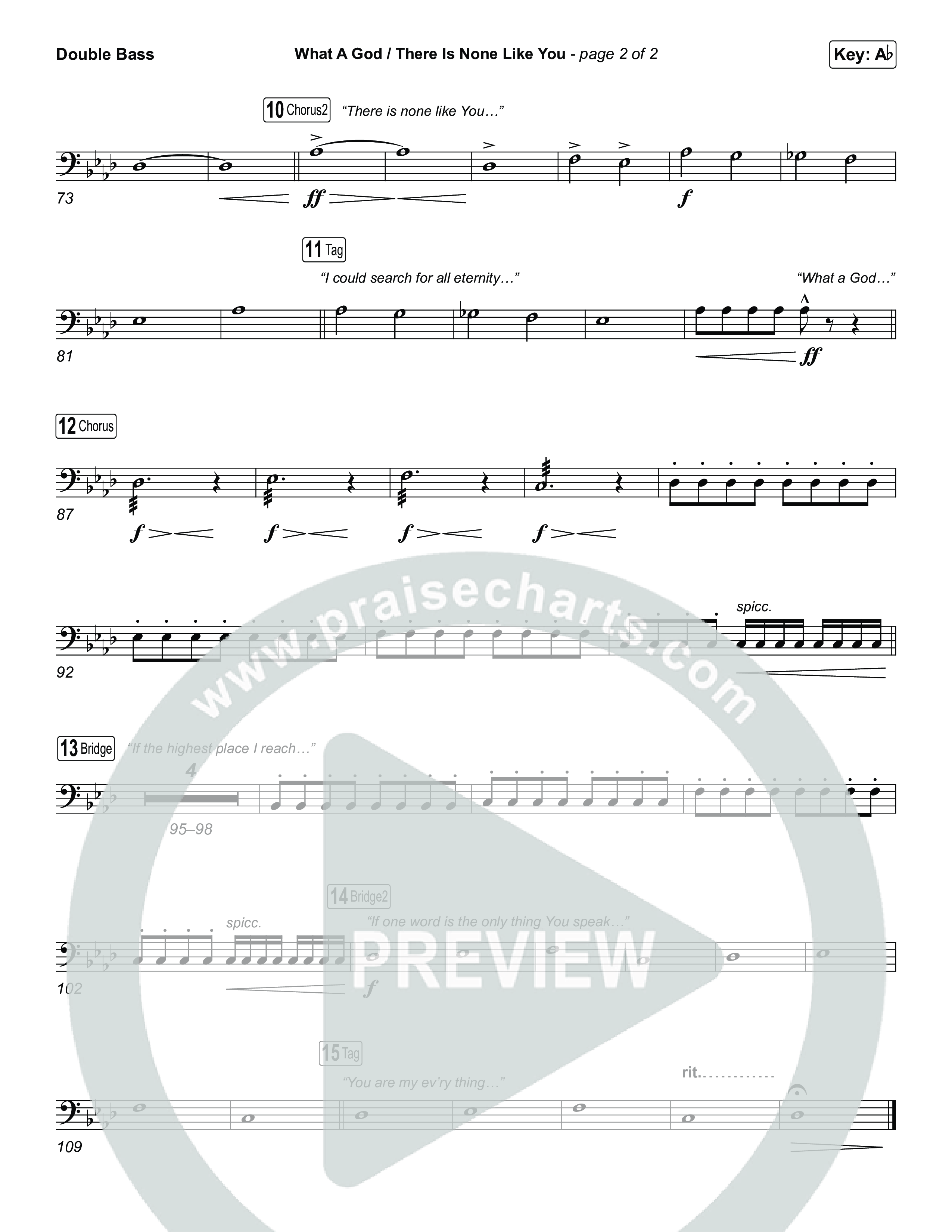 What A God / There Is None Like You (Choral/SATB) String Bass (Travis Cottrell / Brooke Voland / Arr. Mason Brown)
