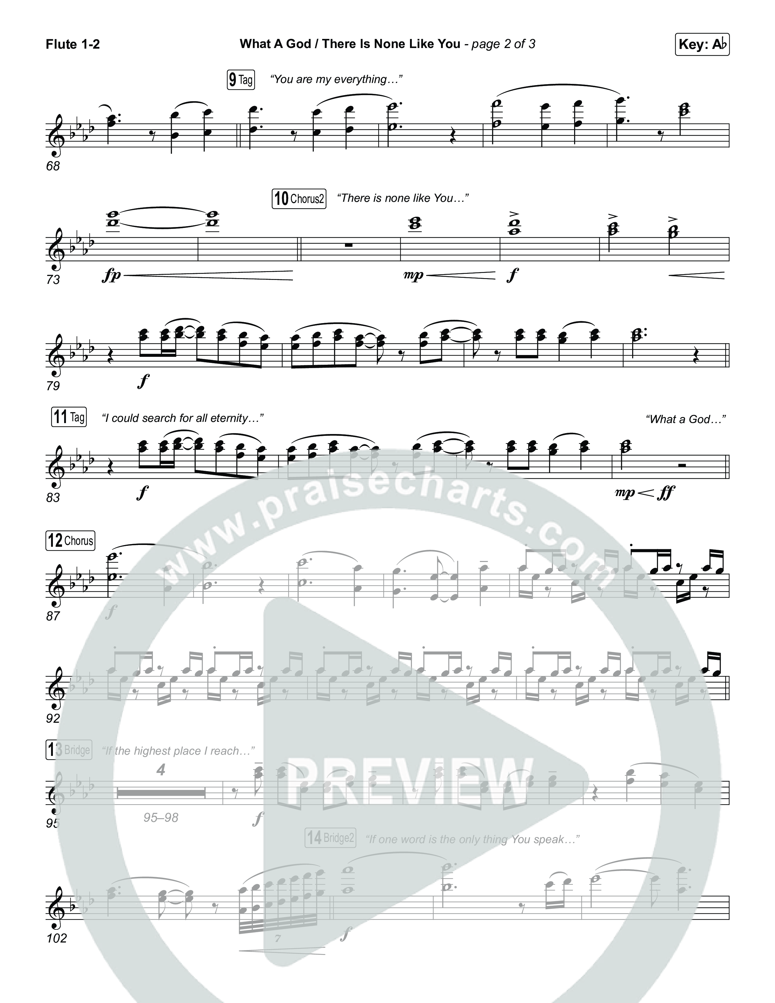 What A God / There Is None Like You (Choral/SATB) Flute 1,2 (Travis Cottrell / Brooke Voland / Arr. Mason Brown)