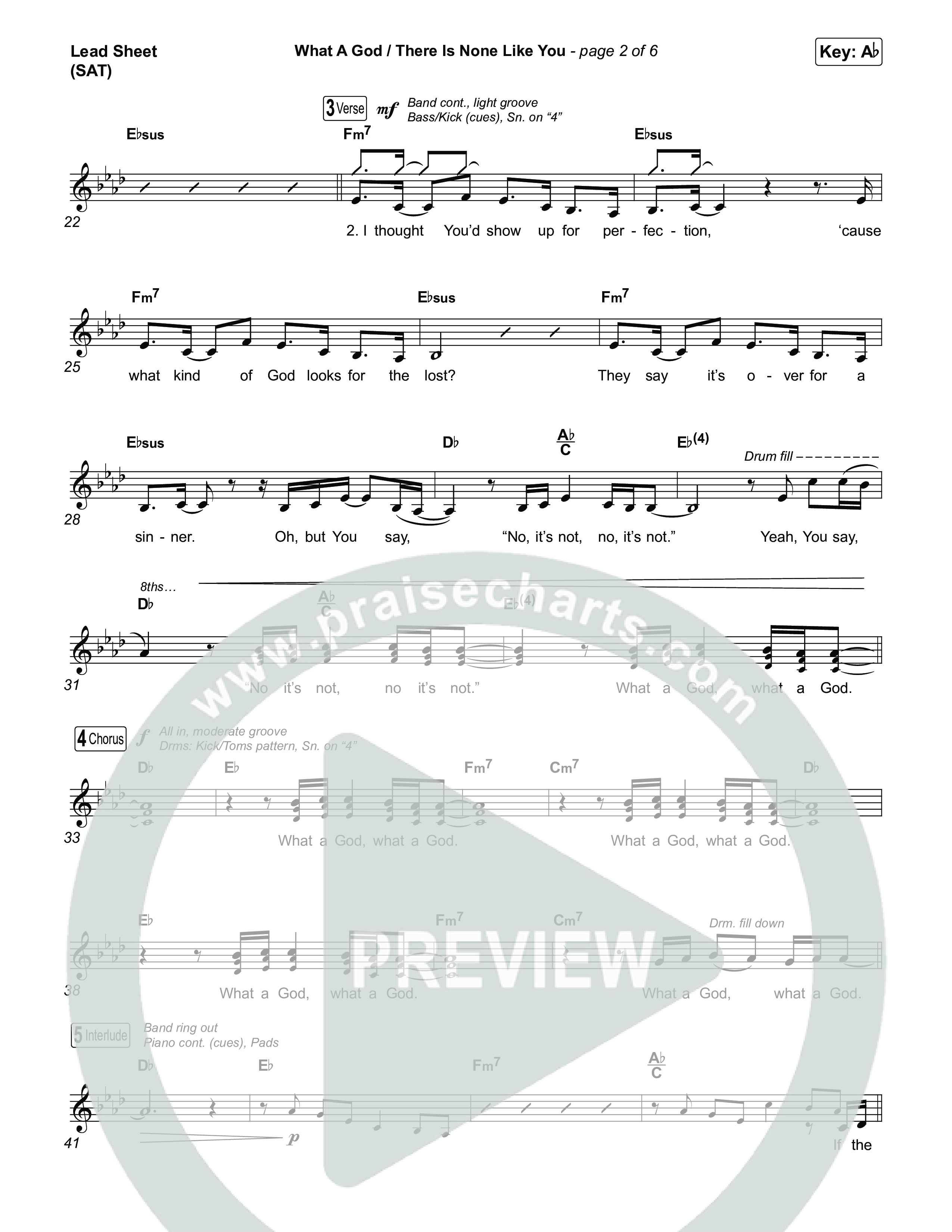 What A God / There Is None Like You (Choral/SATB) Lead Sheet (SAT) (Travis Cottrell / Brooke Voland / Arr. Mason Brown)