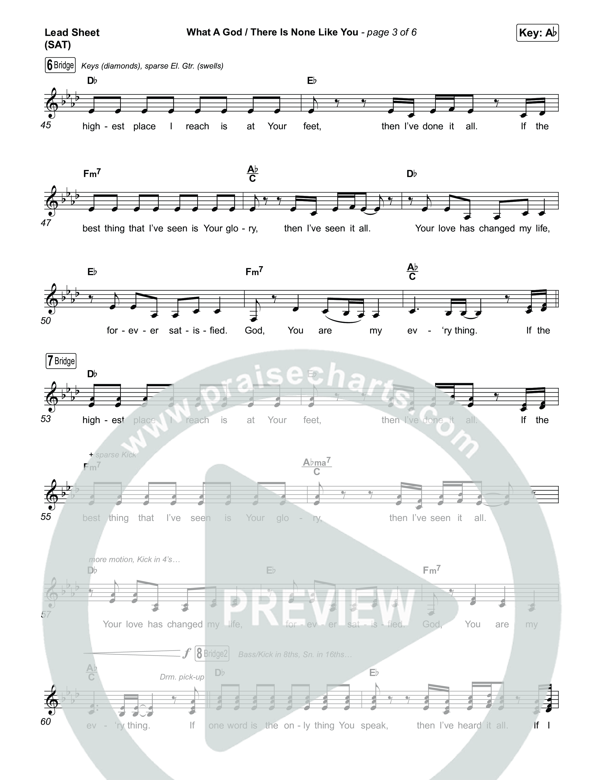 What A God / There Is None Like You (Choral/SATB) Lead Sheet (SAT) (Travis Cottrell / Brooke Voland / Arr. Mason Brown)