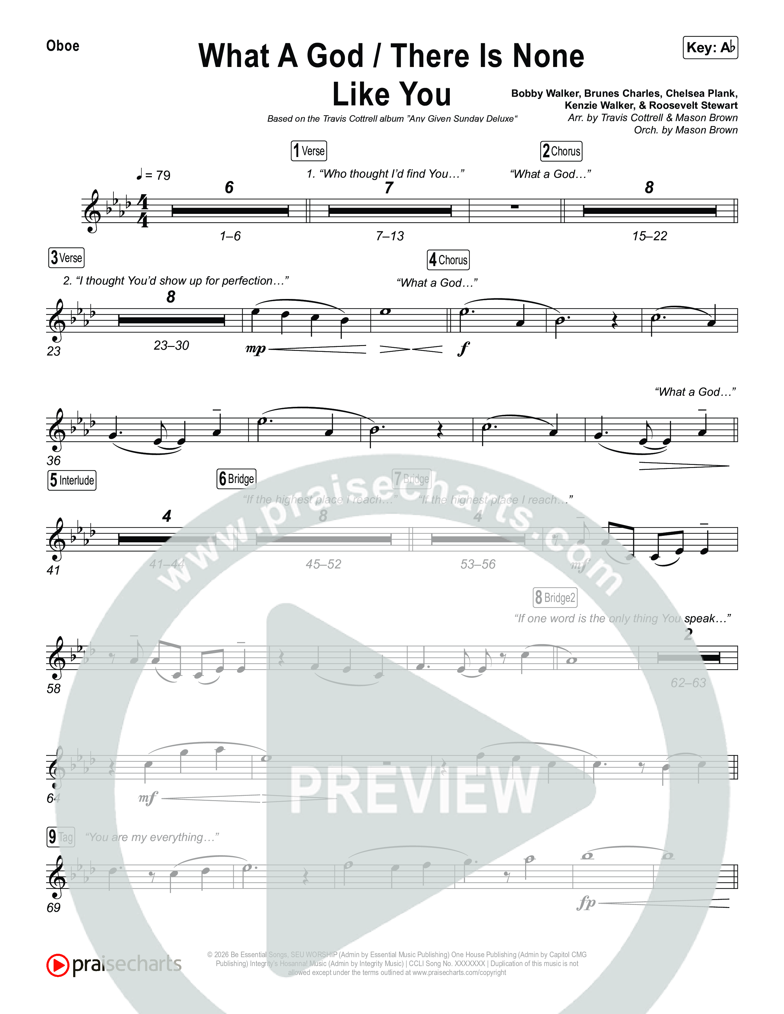 What A God / There Is None Like You (Choral/SATB) Oboe (Travis Cottrell / Brooke Voland / Arr. Mason Brown)