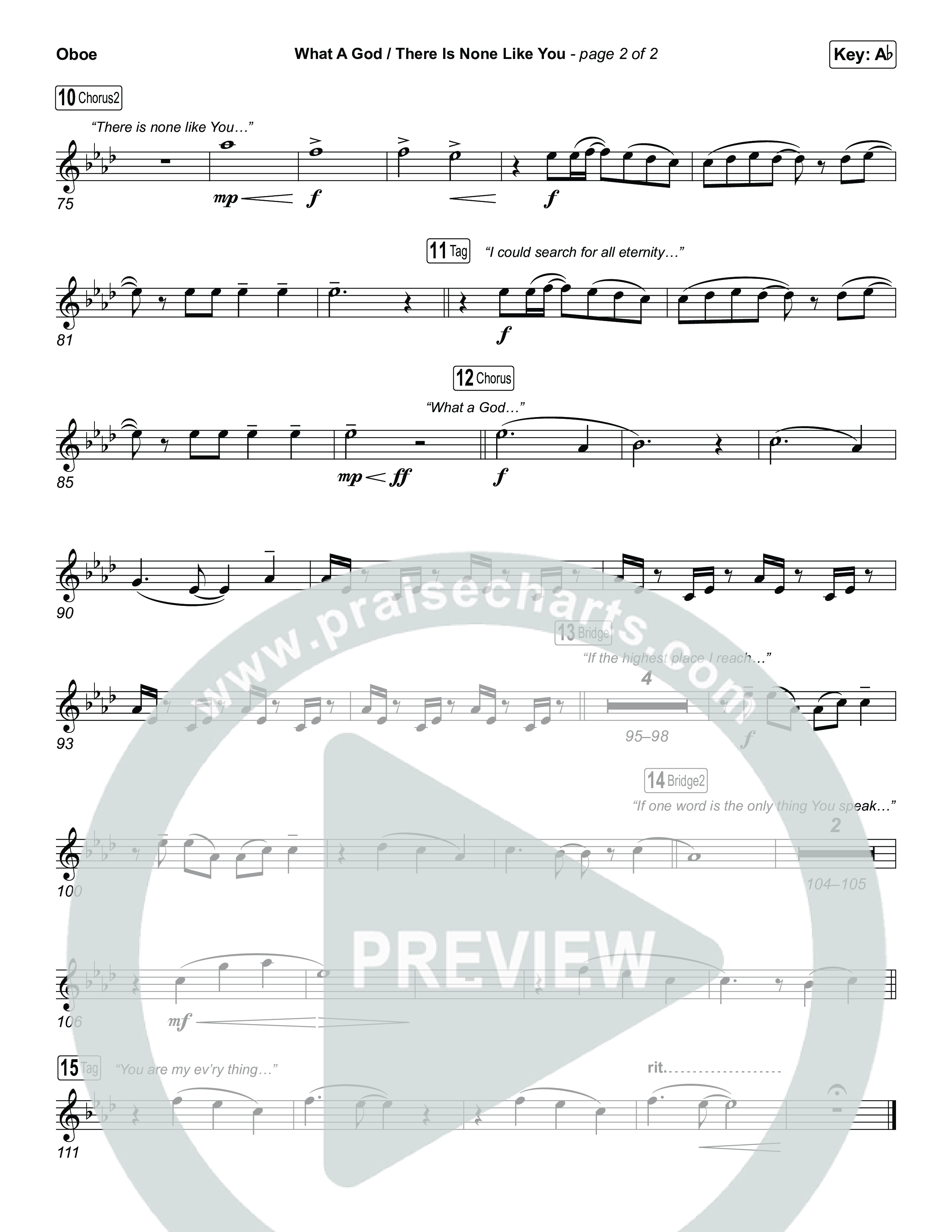 What A God / There Is None Like You (Choral/SATB) Oboe (Travis Cottrell / Brooke Voland / Arr. Mason Brown)