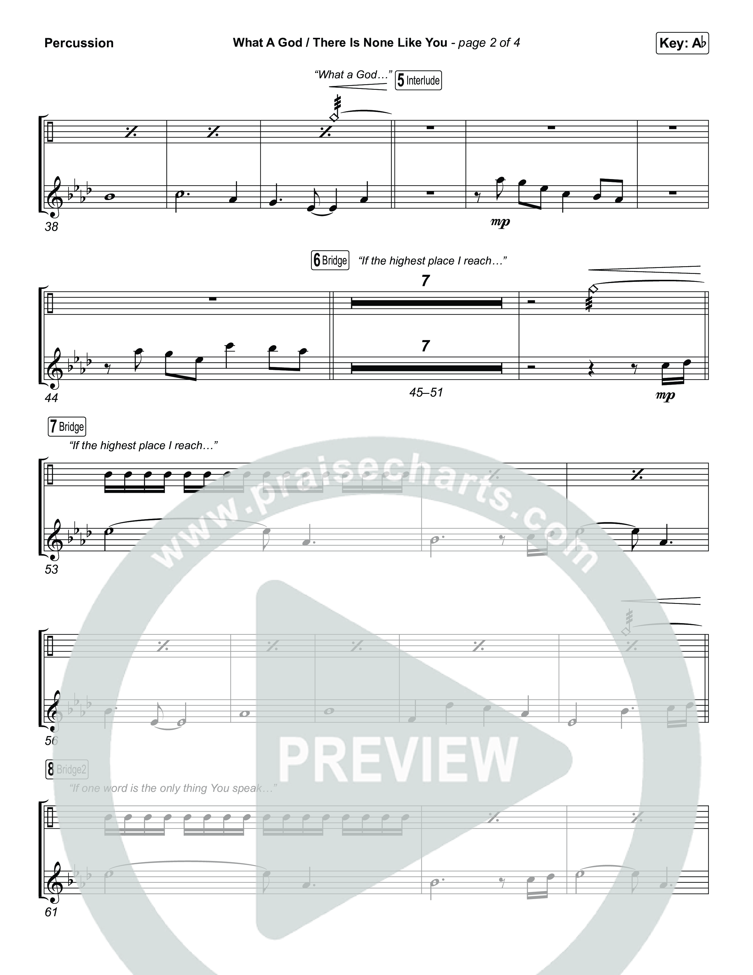 What A God / There Is None Like You (Choral/SATB) Percussion (Travis Cottrell / Brooke Voland / Arr. Mason Brown)