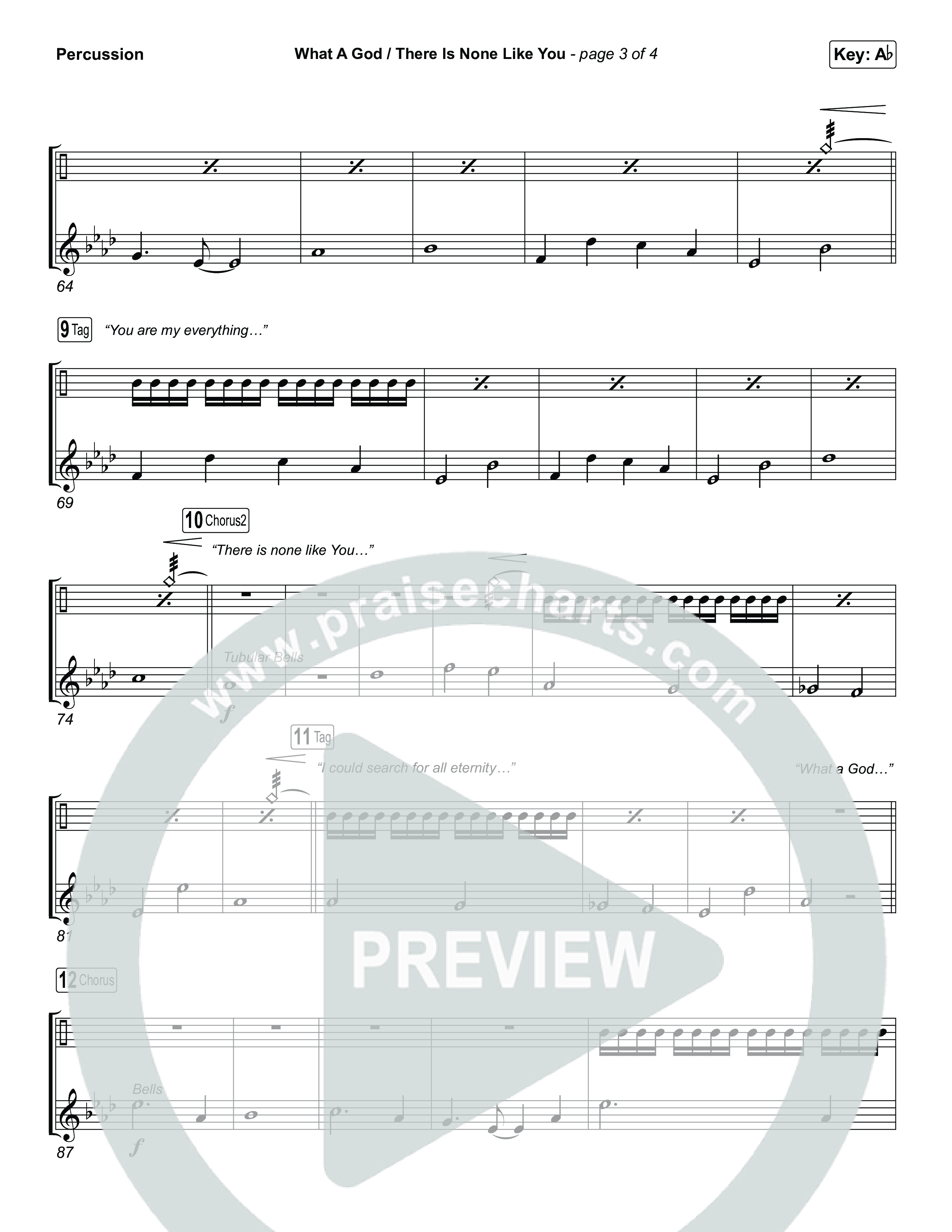 What A God / There Is None Like You (Choral/SATB) Percussion (Travis Cottrell / Brooke Voland / Arr. Mason Brown)