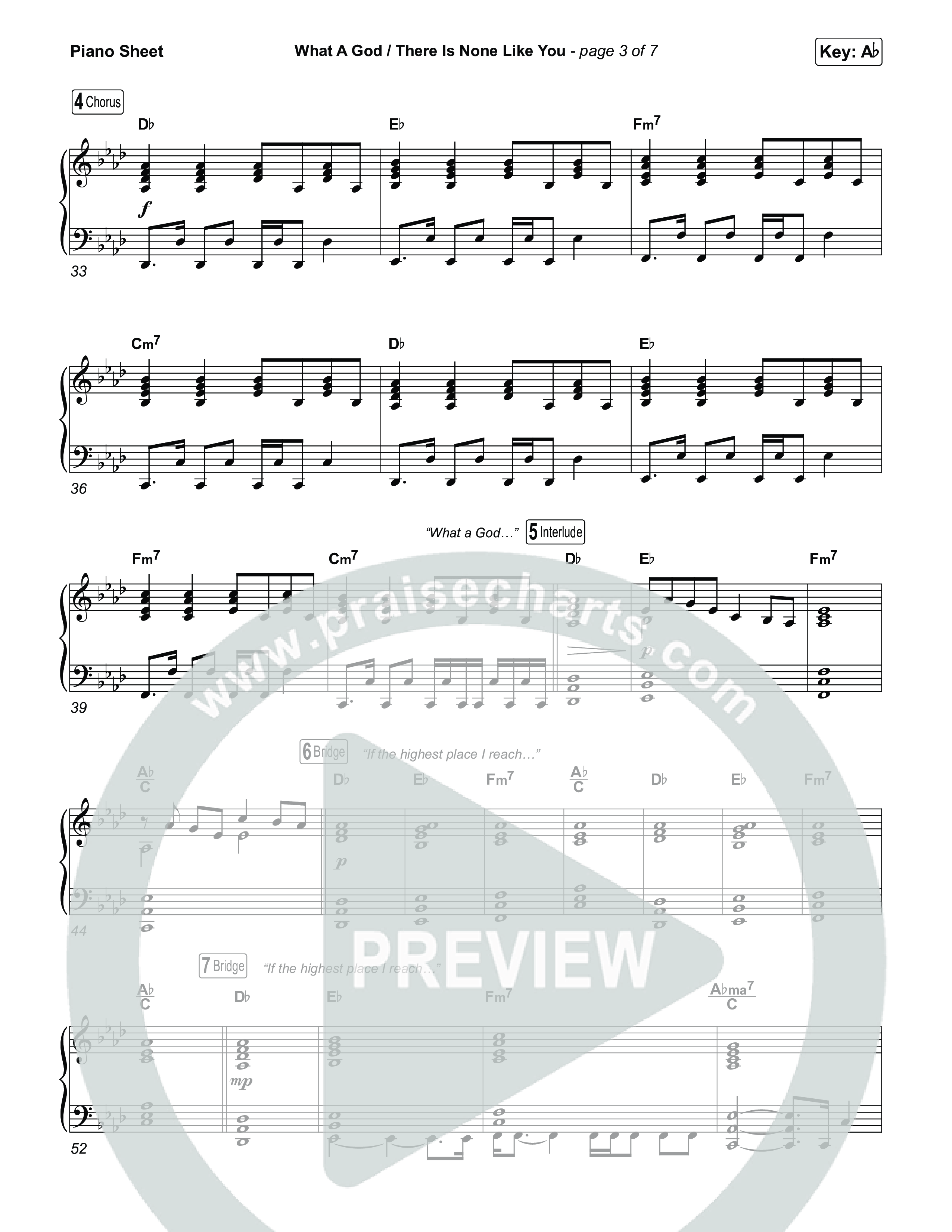 What A God / There Is None Like You (Choral/SATB) Piano Sheet (Travis Cottrell / Brooke Voland / Arr. Mason Brown)