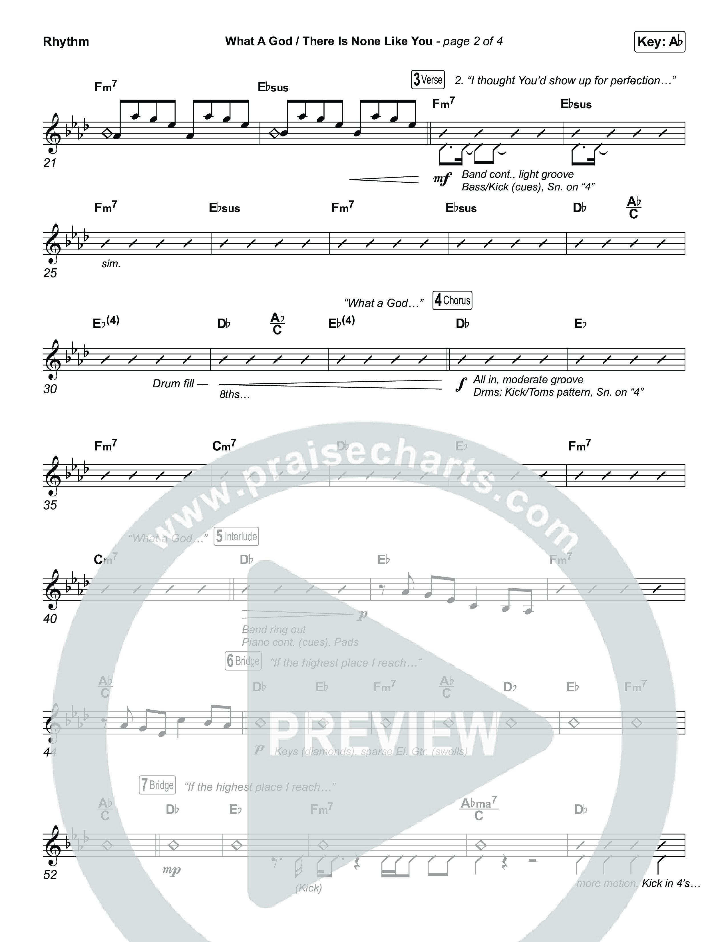What A God / There Is None Like You (Choral/SATB) Rhythm Chart (Travis Cottrell / Brooke Voland / Arr. Mason Brown)