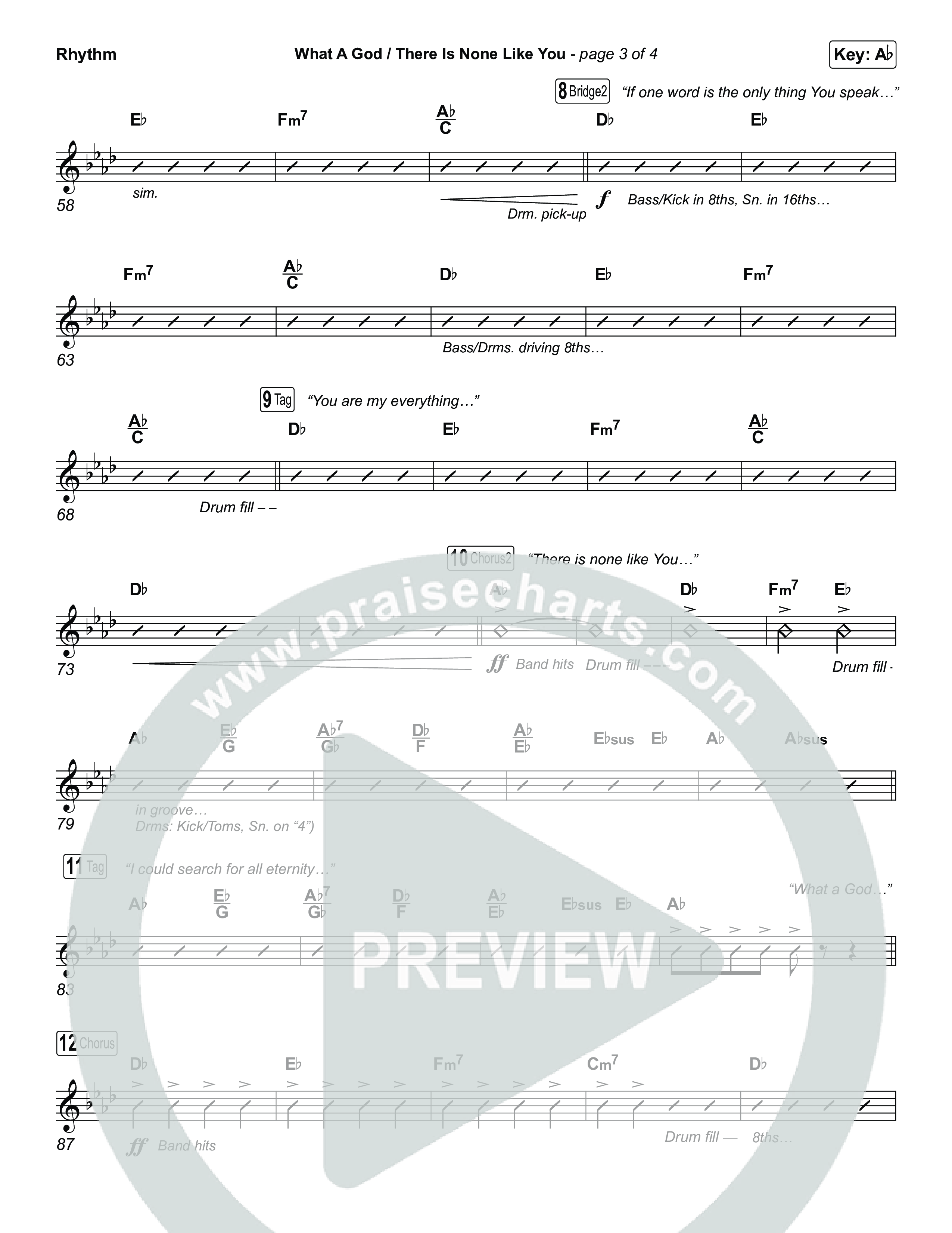 What A God / There Is None Like You (Choral/SATB) Rhythm Chart (Travis Cottrell / Brooke Voland / Arr. Mason Brown)