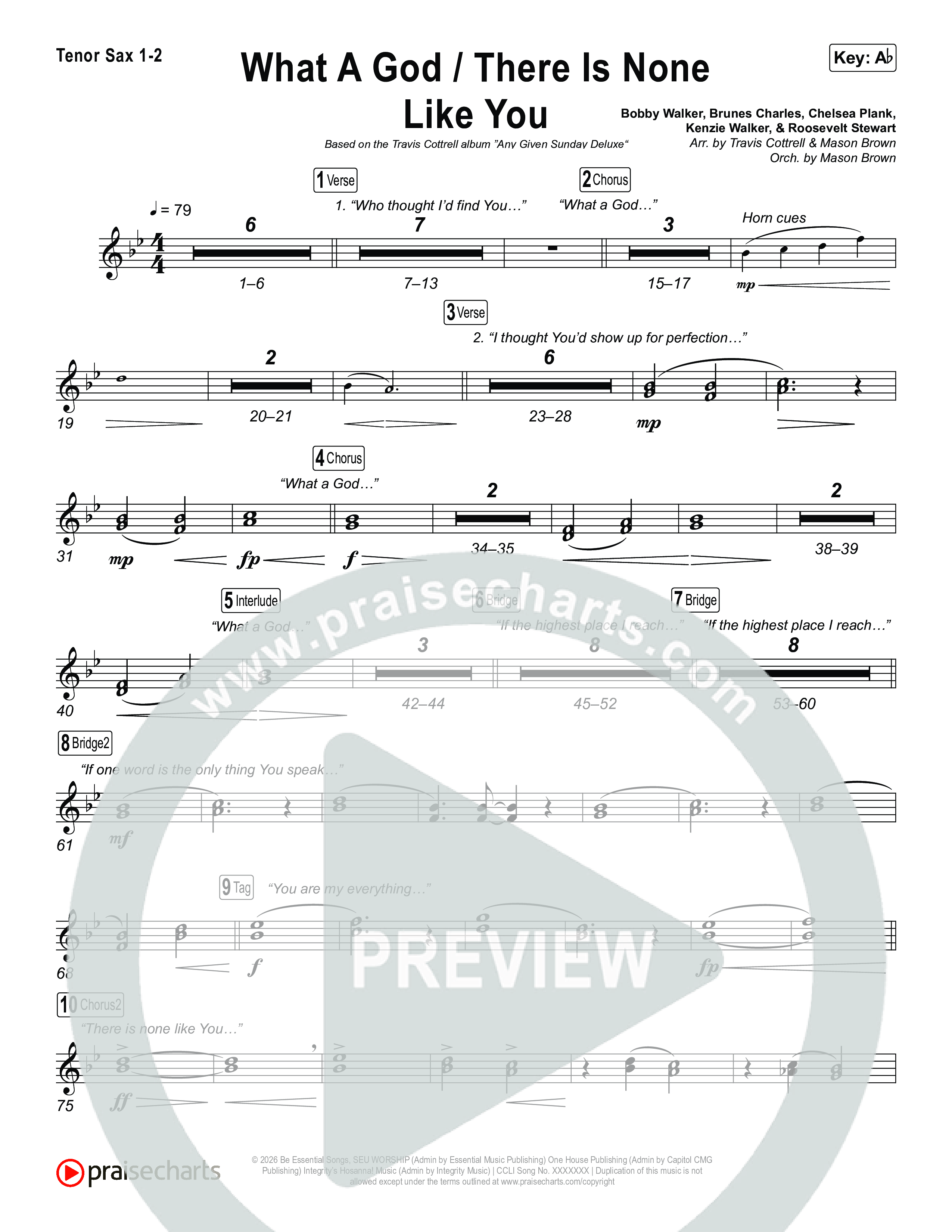 What A God / There Is None Like You (Choral/SATB) Sax Pack (Travis Cottrell / Brooke Voland / Arr. Mason Brown)