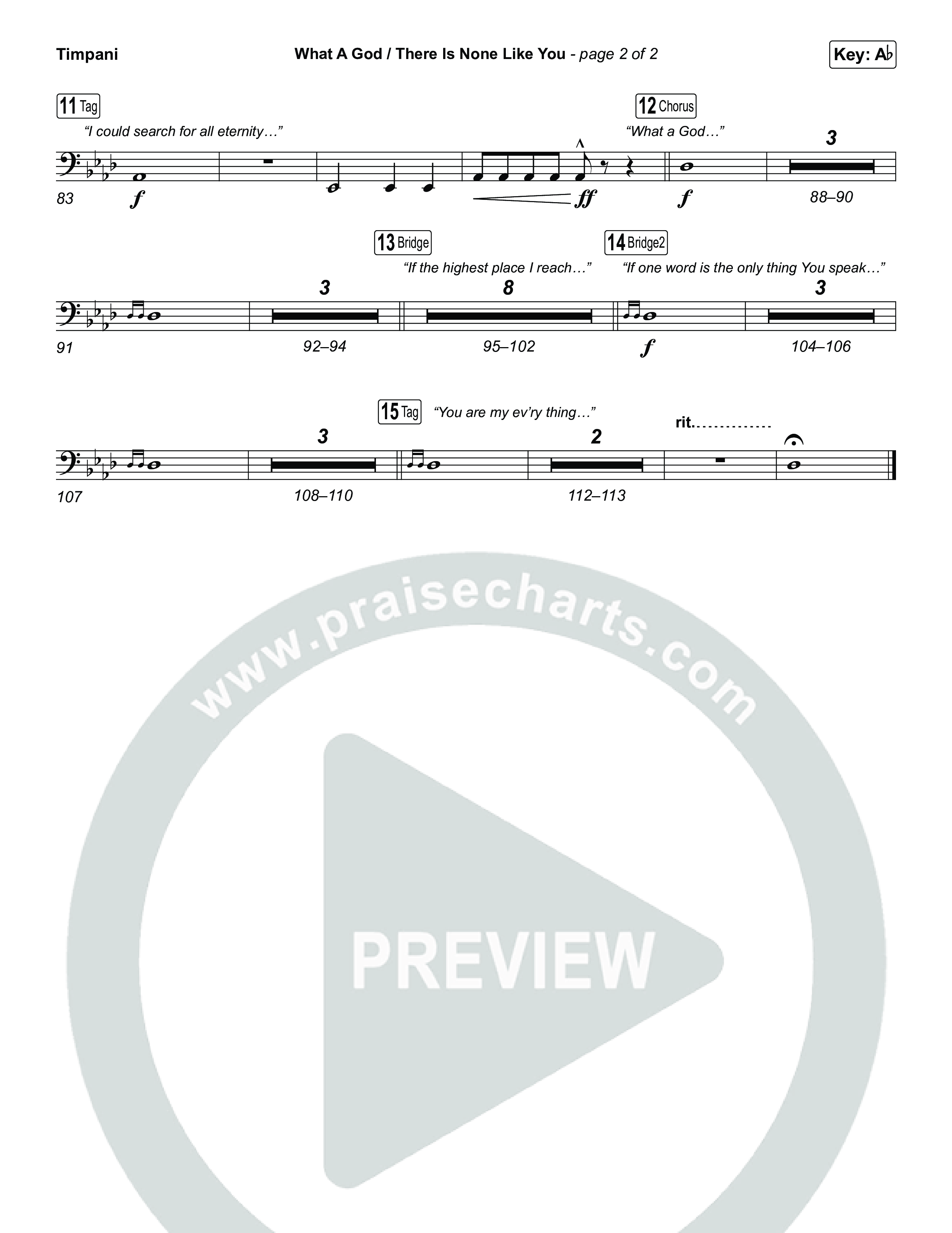What A God / There Is None Like You (Choral/SATB) Timpani (Travis Cottrell / Brooke Voland / Arr. Mason Brown)