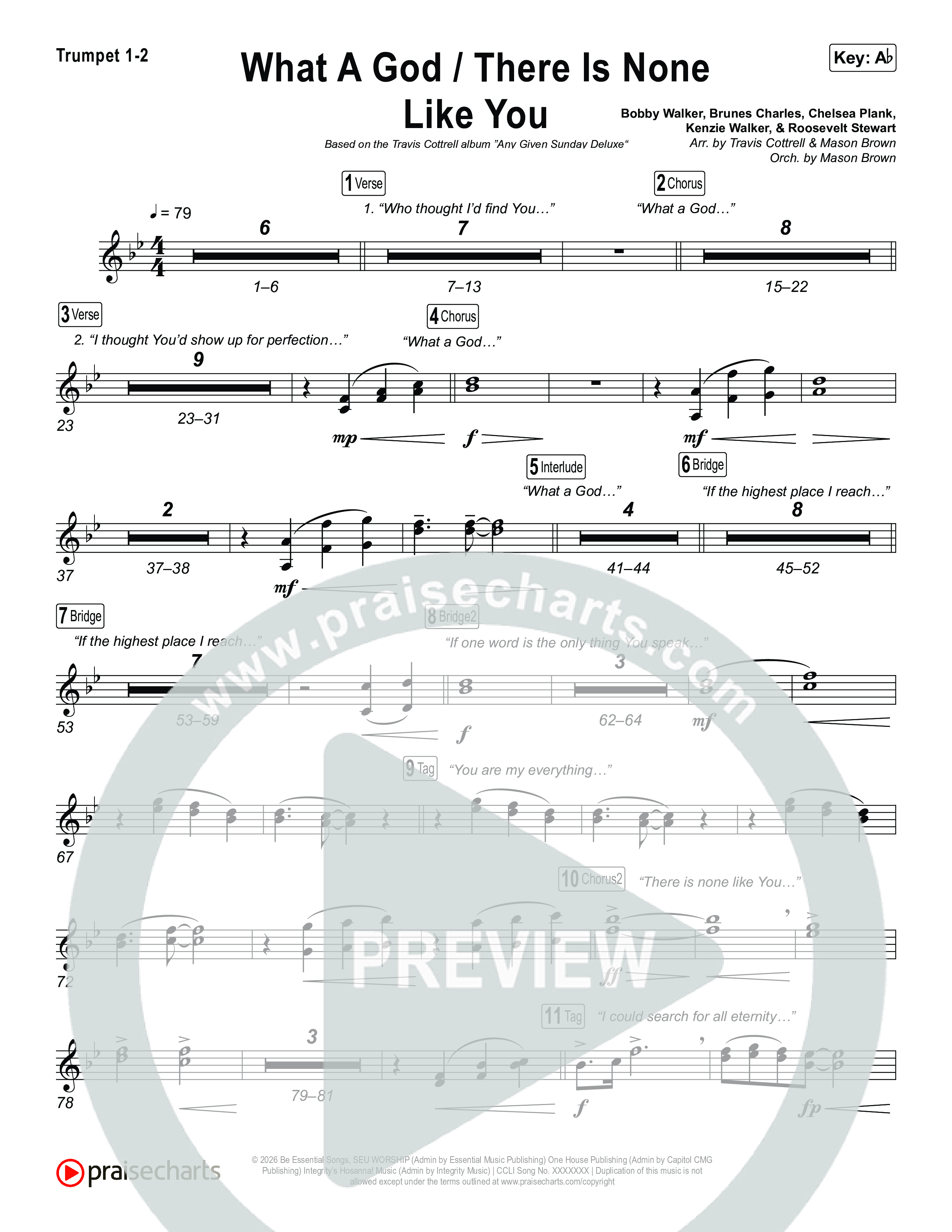 What A God / There Is None Like You (Choral/SATB) Brass Pack (Travis Cottrell / Brooke Voland / Arr. Mason Brown)