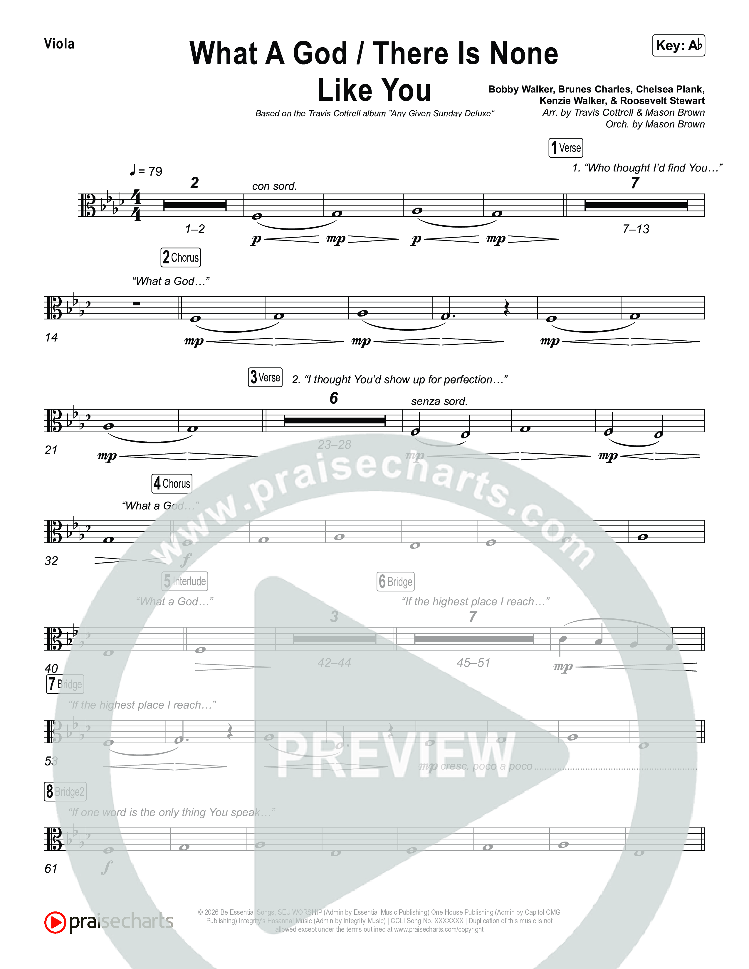 What A God / There Is None Like You (Choral/SATB) Viola (Travis Cottrell / Brooke Voland / Arr. Mason Brown)