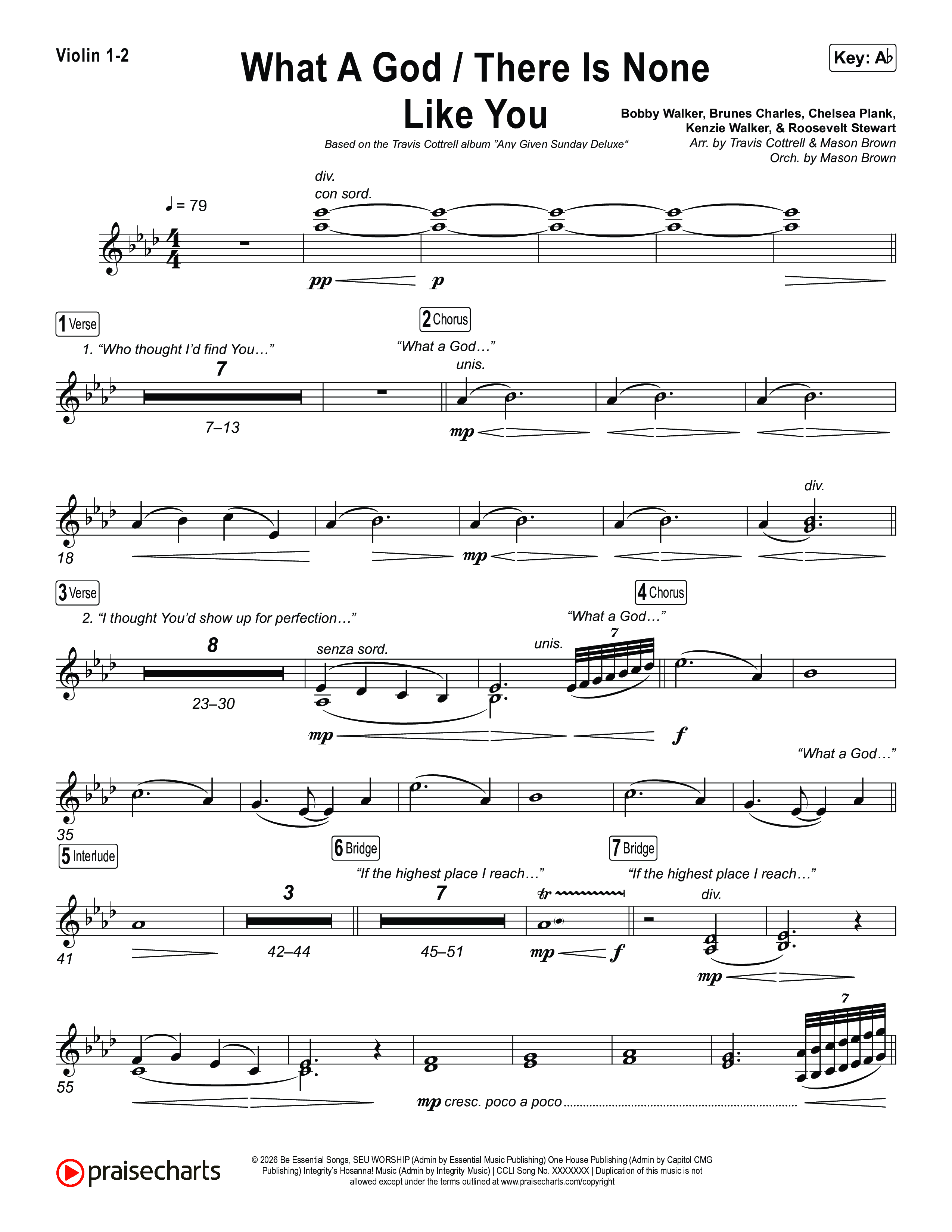 What A God / There Is None Like You (Choral/SATB) String Pack (Travis Cottrell / Brooke Voland / Arr. Mason Brown)