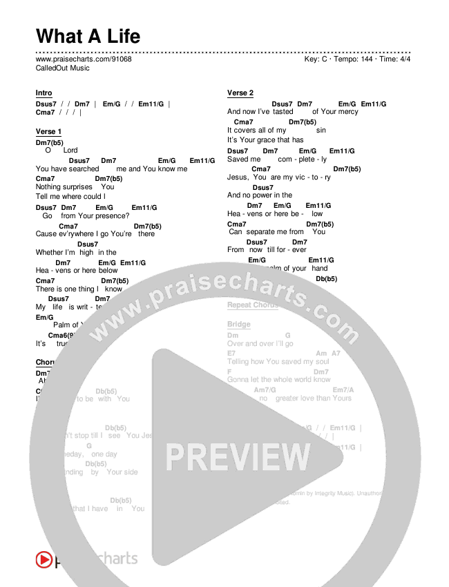 What A Life Chord Chart (CalledOut Music)