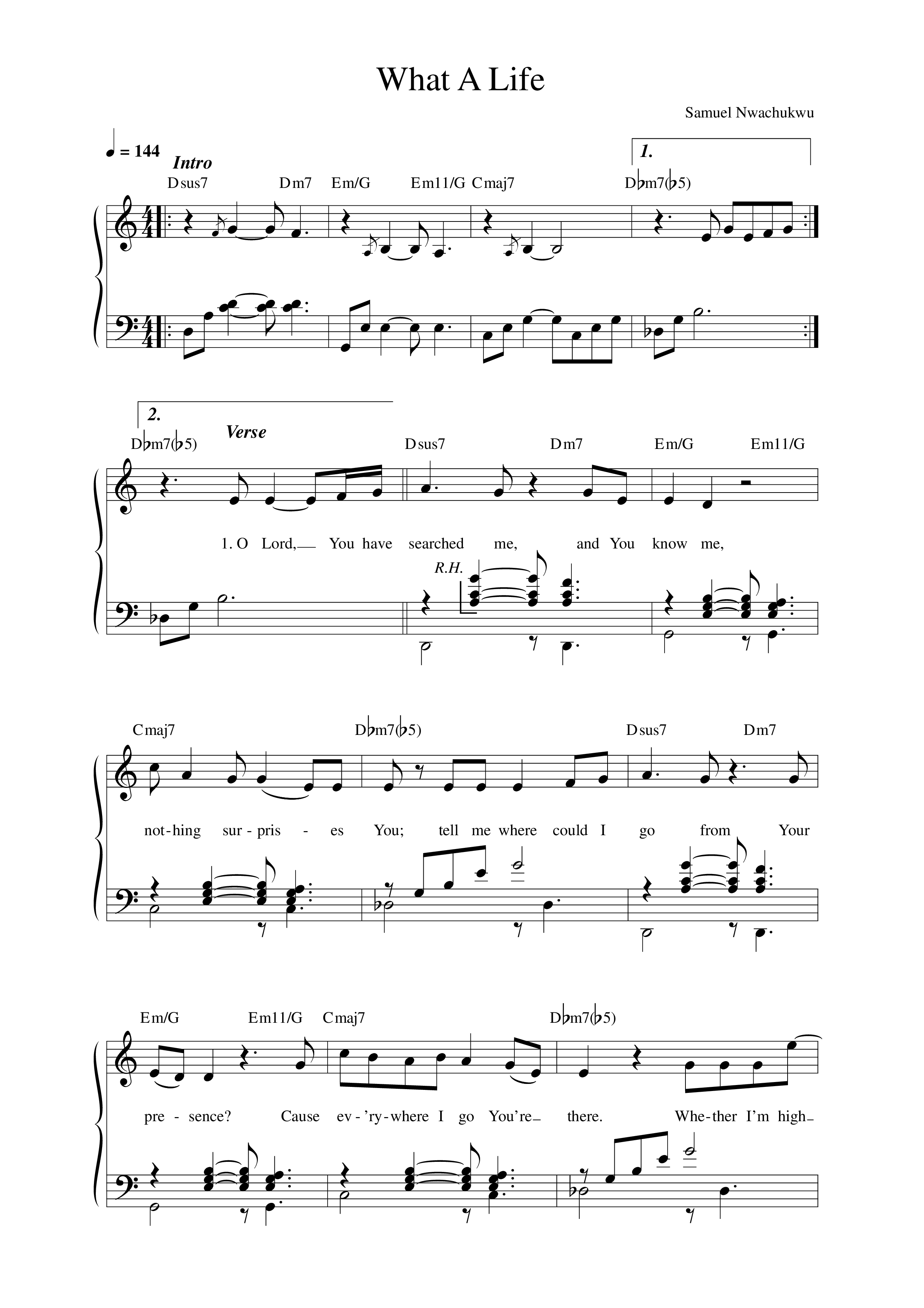What A Life Lead Sheet Melody (CalledOut Music)