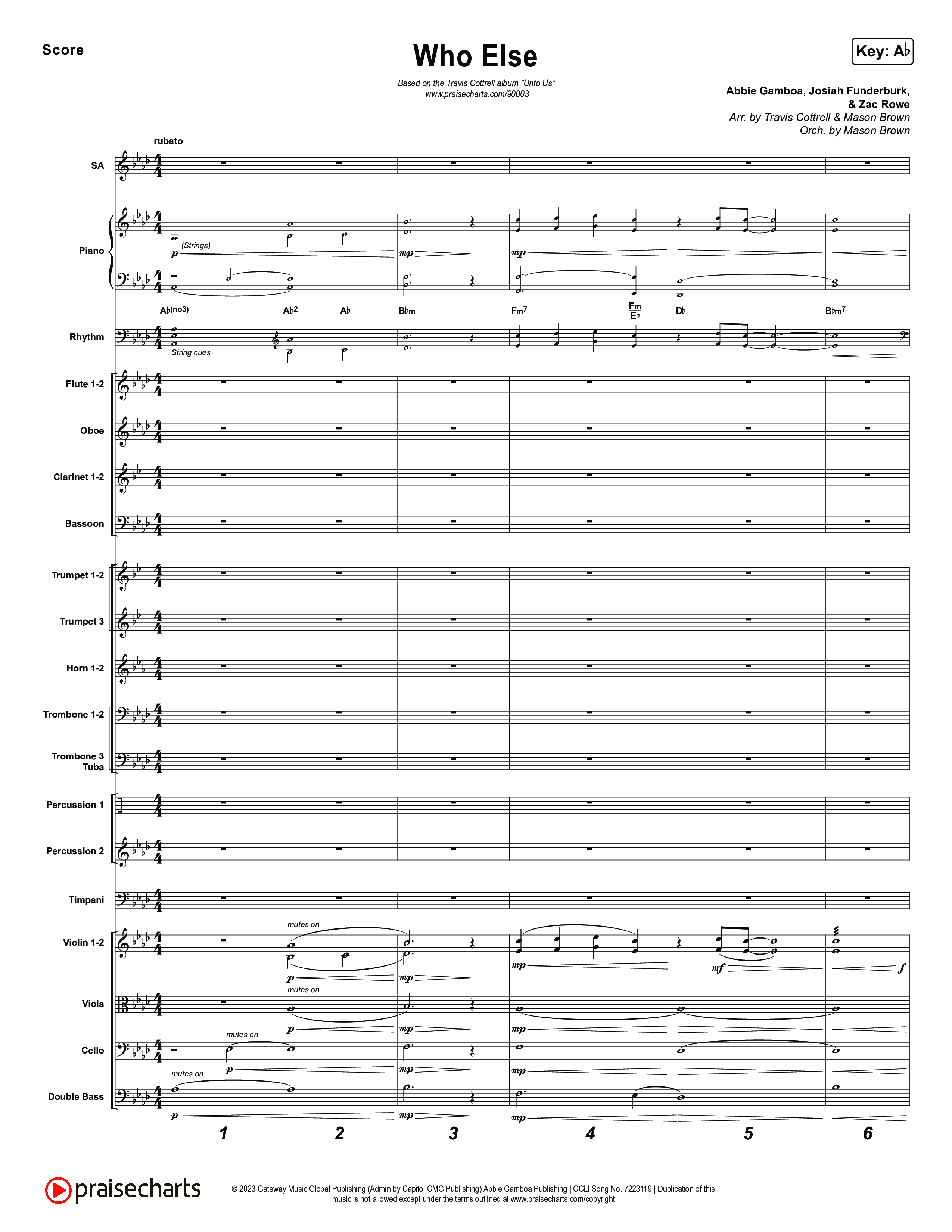 Unto Us (7 Song Choral Collection) Orchestrations (Travis Cottrell / Brooke Voland / Cheryl Stark / Arr. Mason Brown)