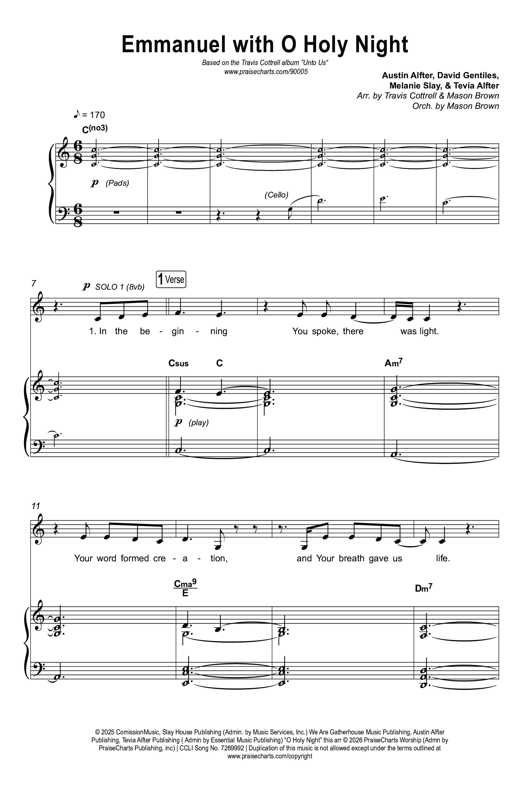 Unto Us (7 Song Choral Collection) Song 3 (Octavo SATB) (Travis Cottrell / Brooke Voland / Cheryl Stark / Arr. Mason Brown)