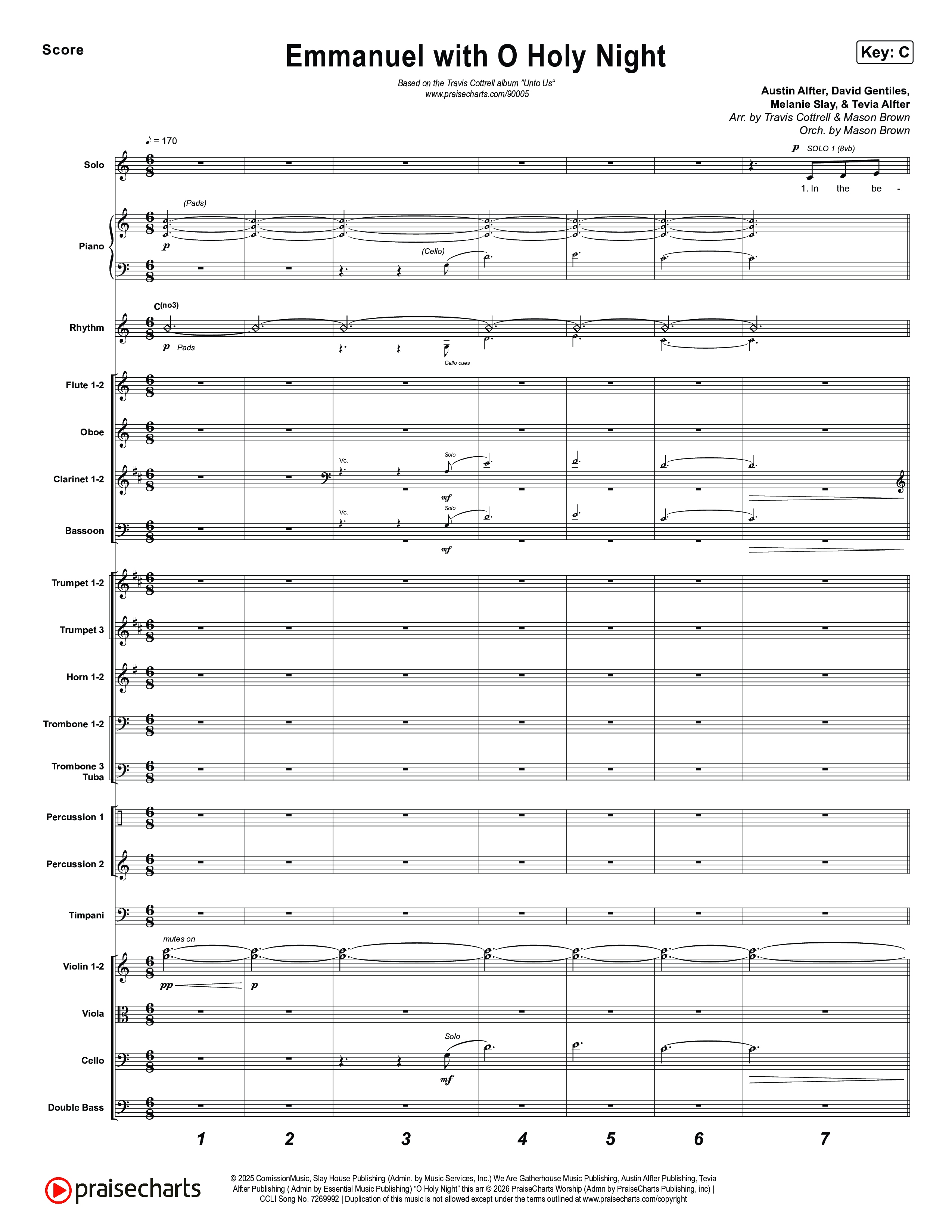 Unto Us (7 Song Choral Collection) Song 3 (Orchestration) (Travis Cottrell / Brooke Voland / Cheryl Stark / Arr. Mason Brown)