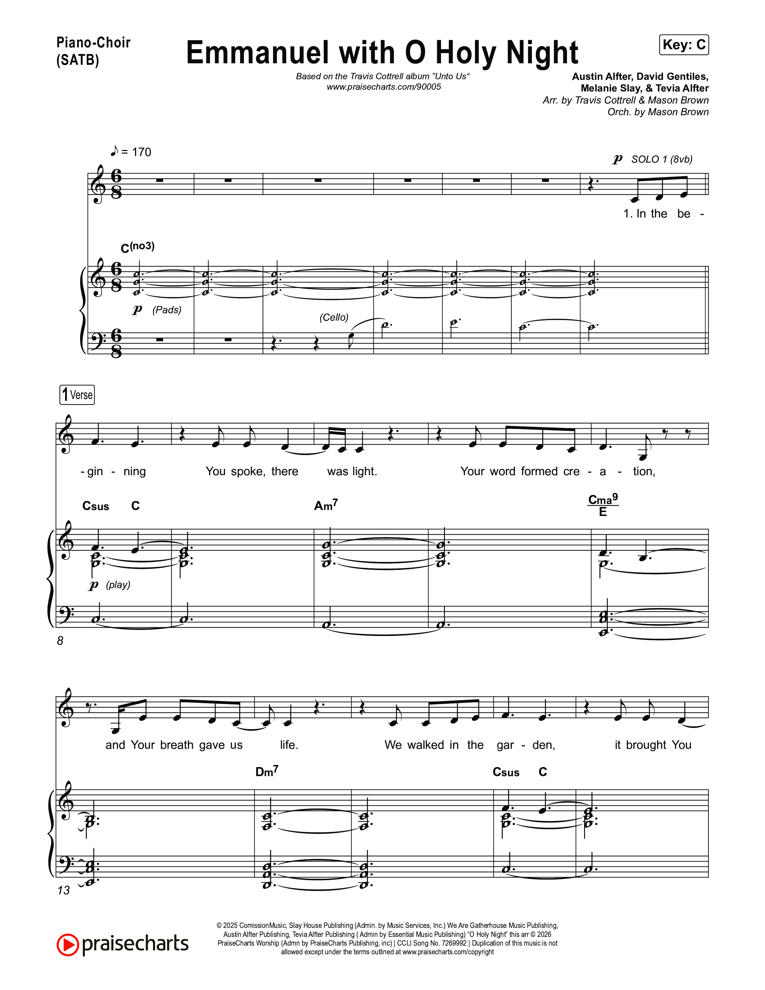 Unto Us (7 Song Choral Collection) Song 3 (Piano SATB) (Travis Cottrell / Brooke Voland / Cheryl Stark / Arr. Mason Brown)