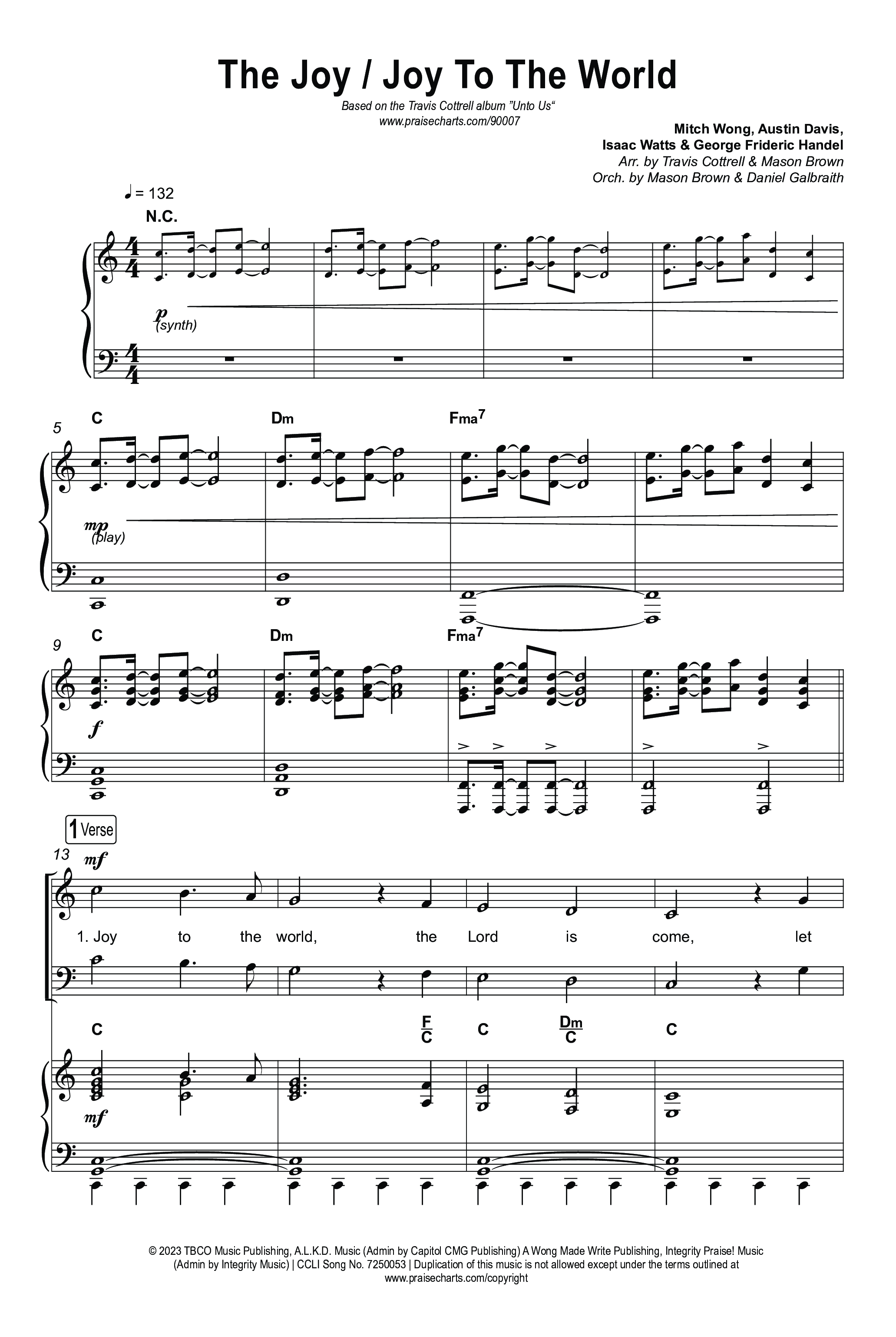 Unto Us (7 Song Choral Collection) Song 5 (Octavo SATB) (Travis Cottrell / Brooke Voland / Cheryl Stark / Arr. Mason Brown)