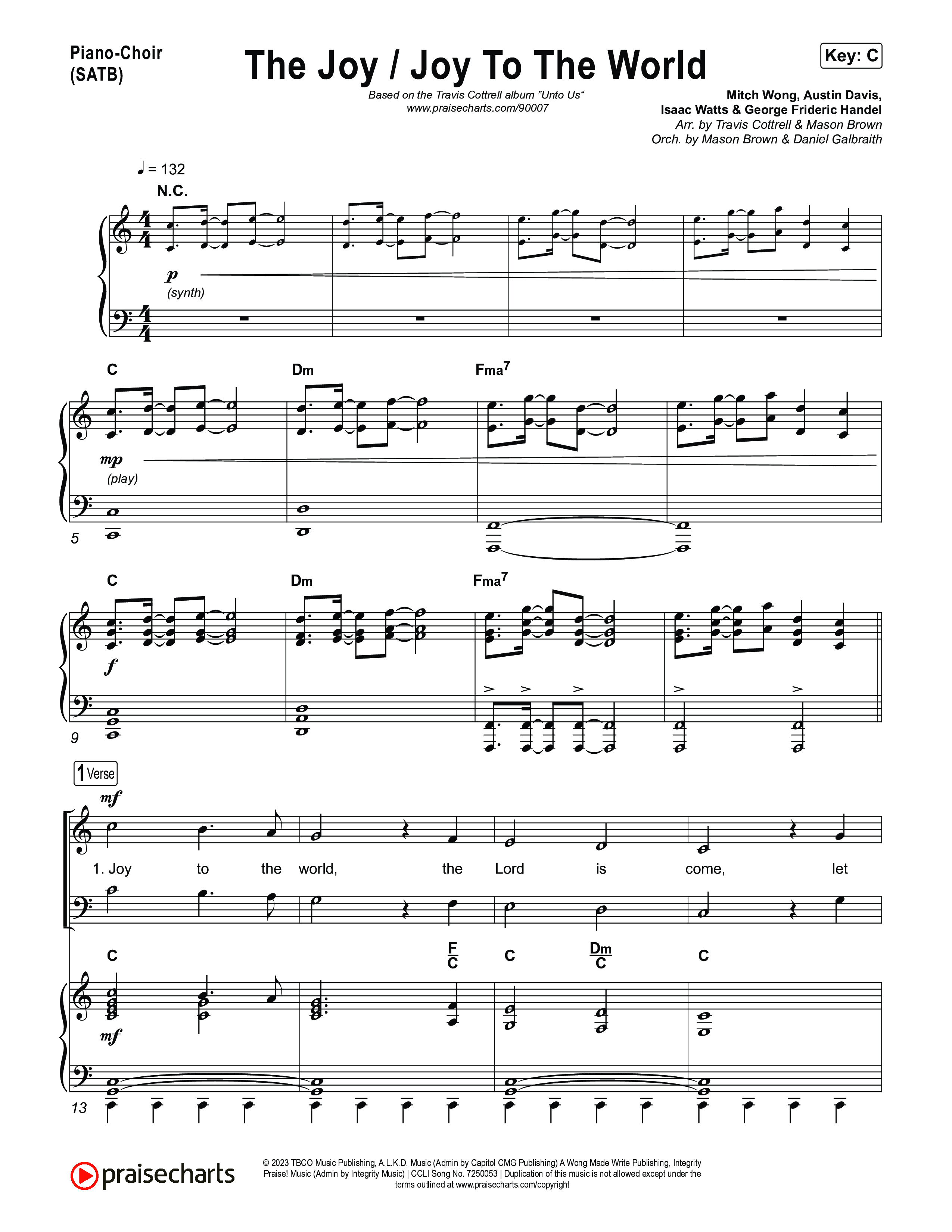 Unto Us (7 Song Choral Collection) Song 5 (Piano SATB) (Travis Cottrell / Brooke Voland / Cheryl Stark / Arr. Mason Brown)