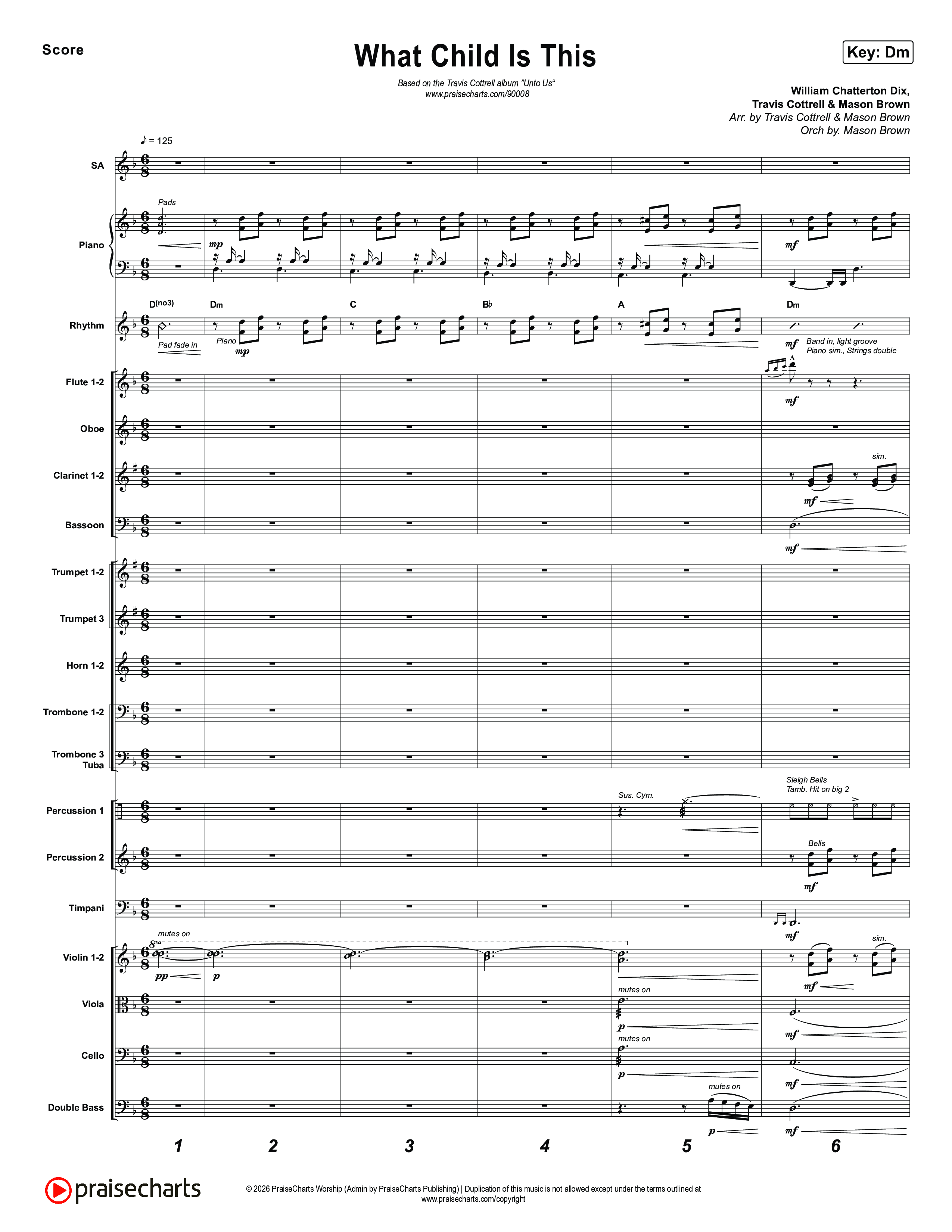 Unto Us (7 Song Choral Collection) Song 6 (Orchestration) (Travis Cottrell / Brooke Voland / Cheryl Stark / Arr. Mason Brown)