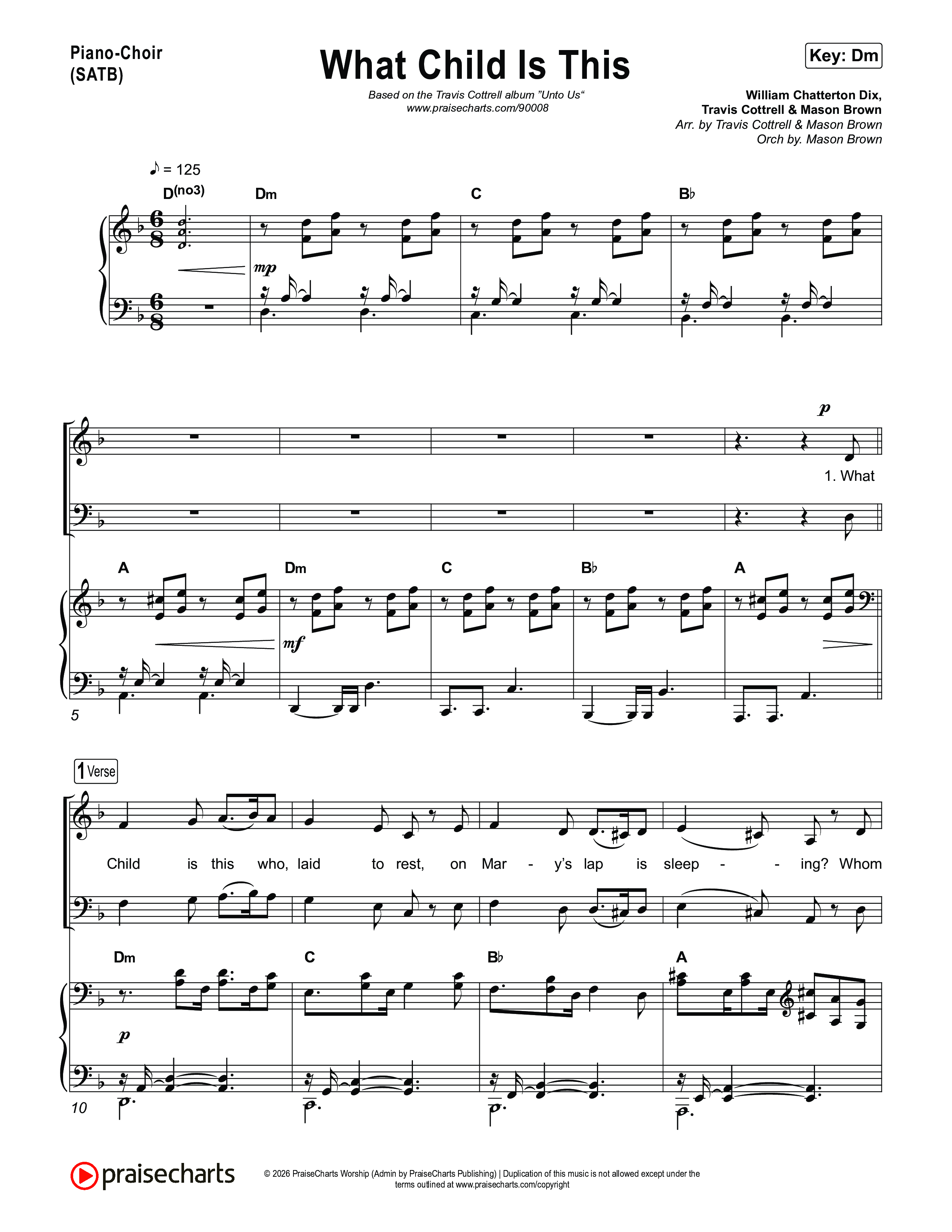 Unto Us (7 Song Choral Collection) Song 6 (Piano SATB) (Travis Cottrell / Brooke Voland / Cheryl Stark / Arr. Mason Brown)