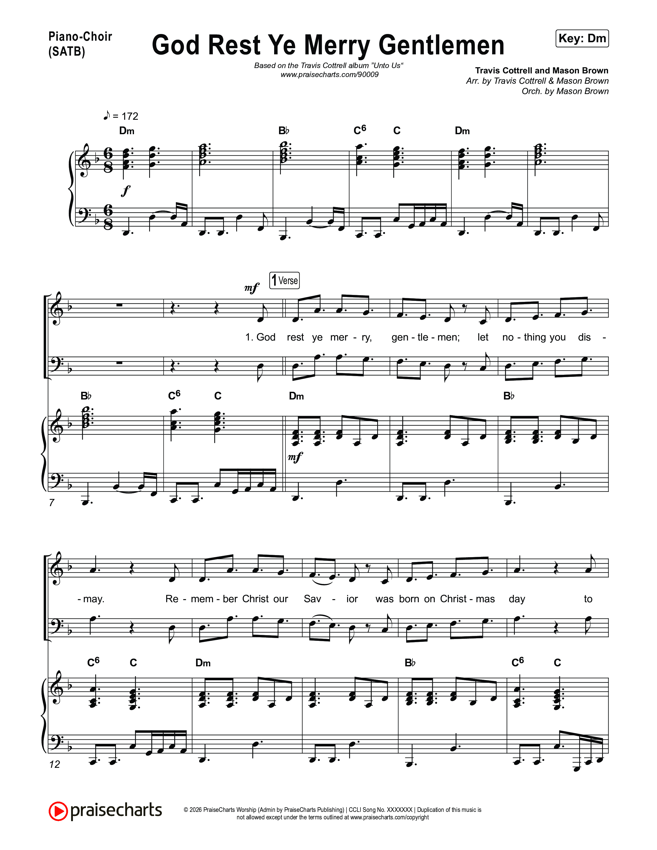 Unto Us (7 Song Choral Collection) Song 7 (Piano SATB) (Travis Cottrell / Brooke Voland / Cheryl Stark / Arr. Mason Brown)
