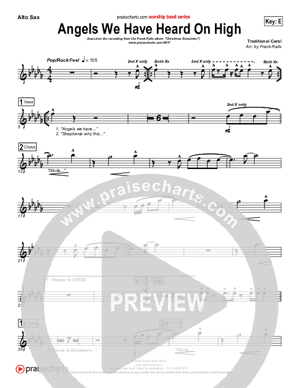 Angels We Have Heard On High Alto Sax (Frank Ralls)