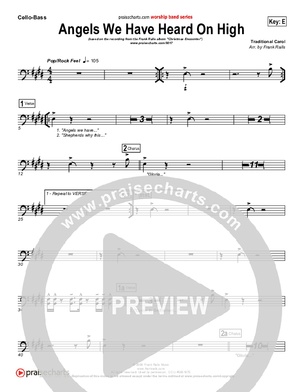 Angels We Have Heard On High Cello/Bass (Frank Ralls)