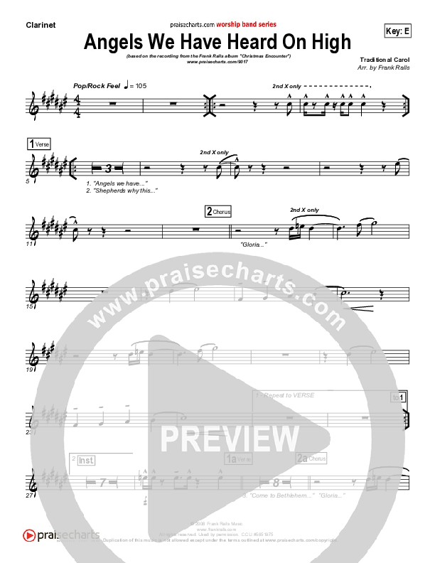 Angels We Have Heard On High Clarinet (Frank Ralls)