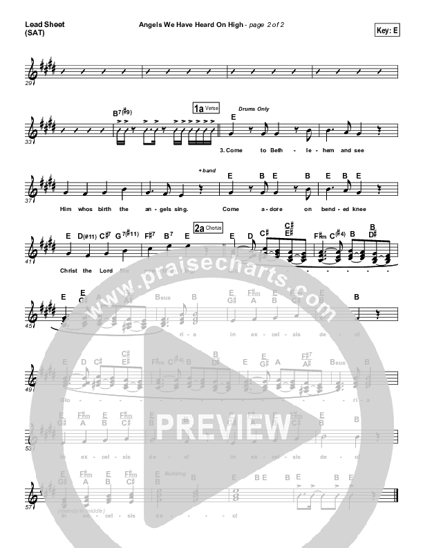 Angels We Have Heard On High Lead Sheet (Frank Ralls)