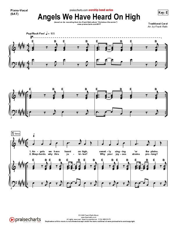 Angels We Have Heard On High Piano/Vocal & Lead (Frank Ralls)