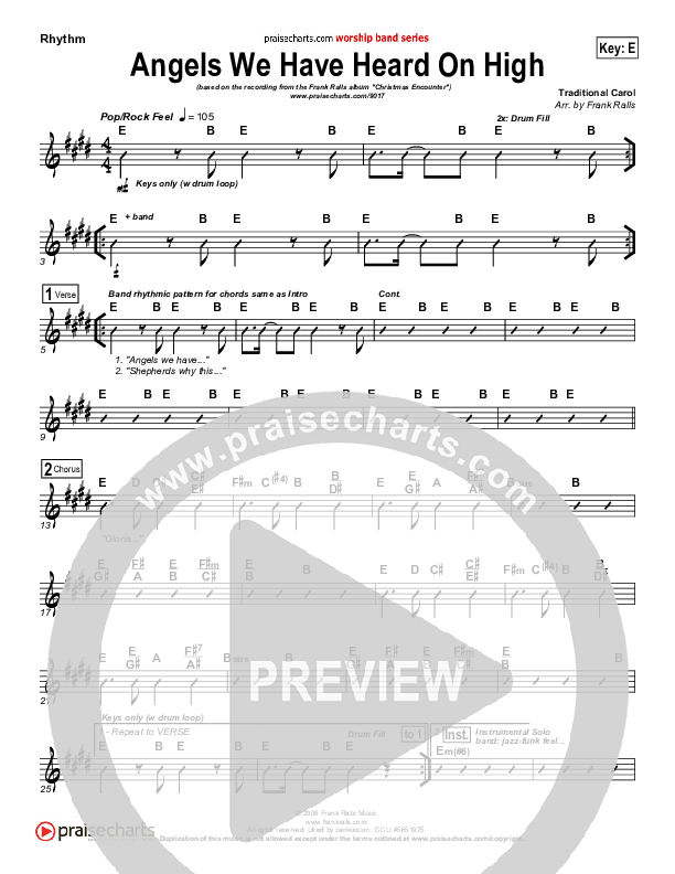 Angels We Have Heard On High Rhythm Chart (Frank Ralls)