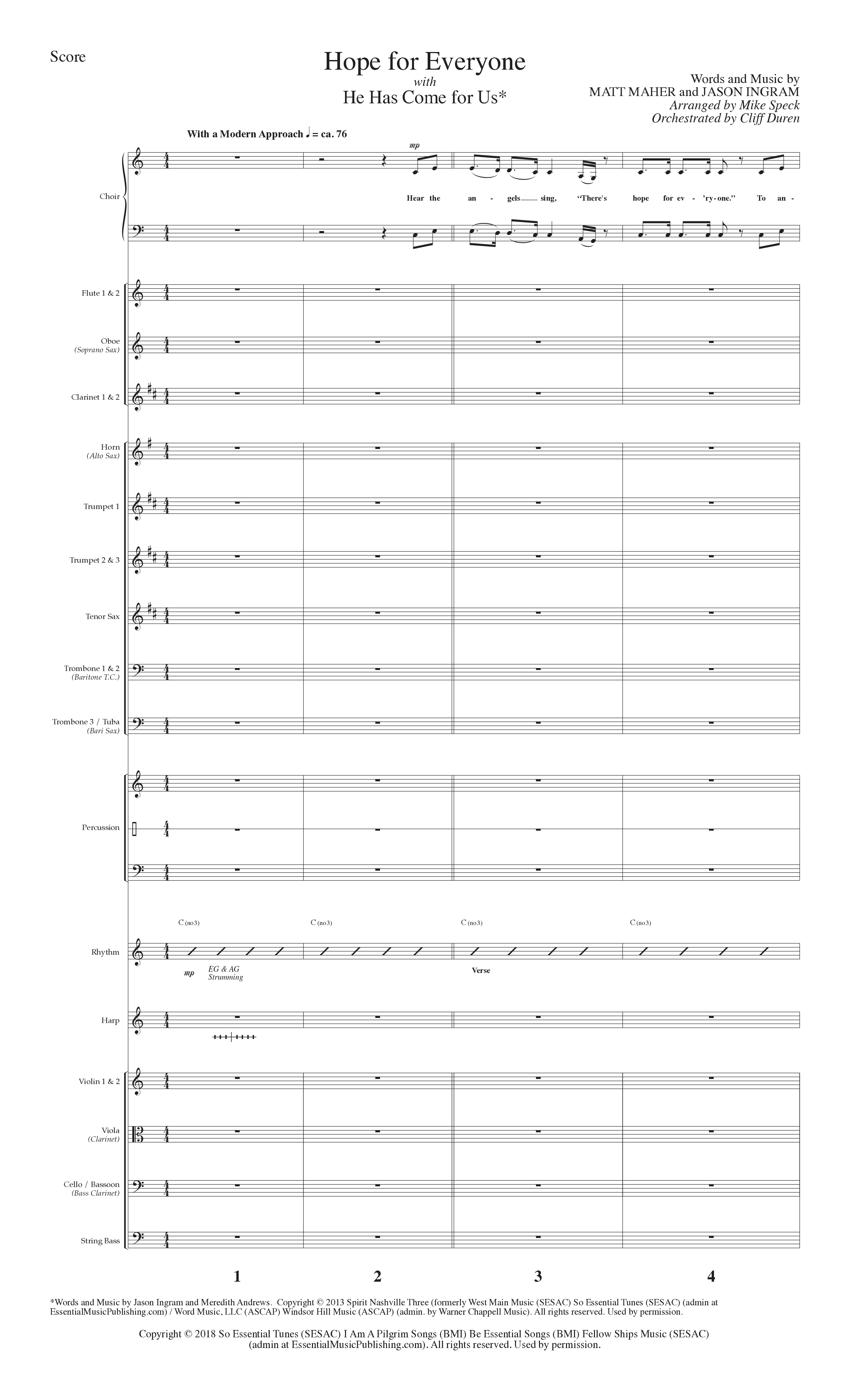 Christmas Changes Everything (13 Song Choral Collection) Song 10 (Orchestration) (Lillenas Choral / Arr. Mike Speck)