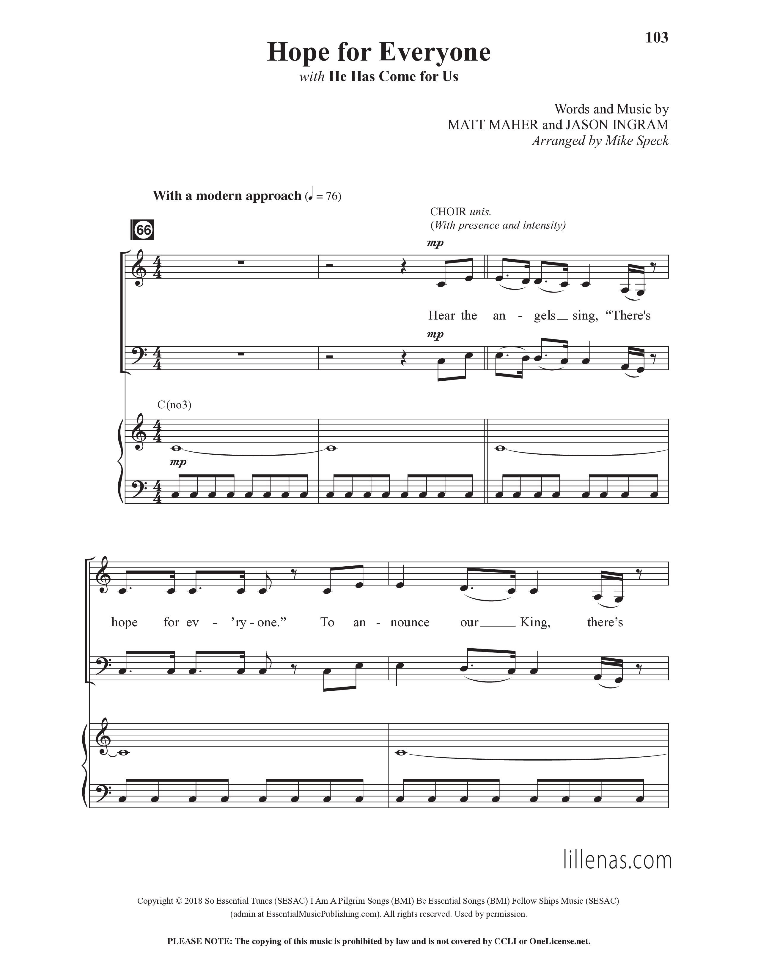 Christmas Changes Everything (13 Song Choral Collection) Song 10 (Piano SATB) (Lillenas Choral / Arr. Mike Speck)