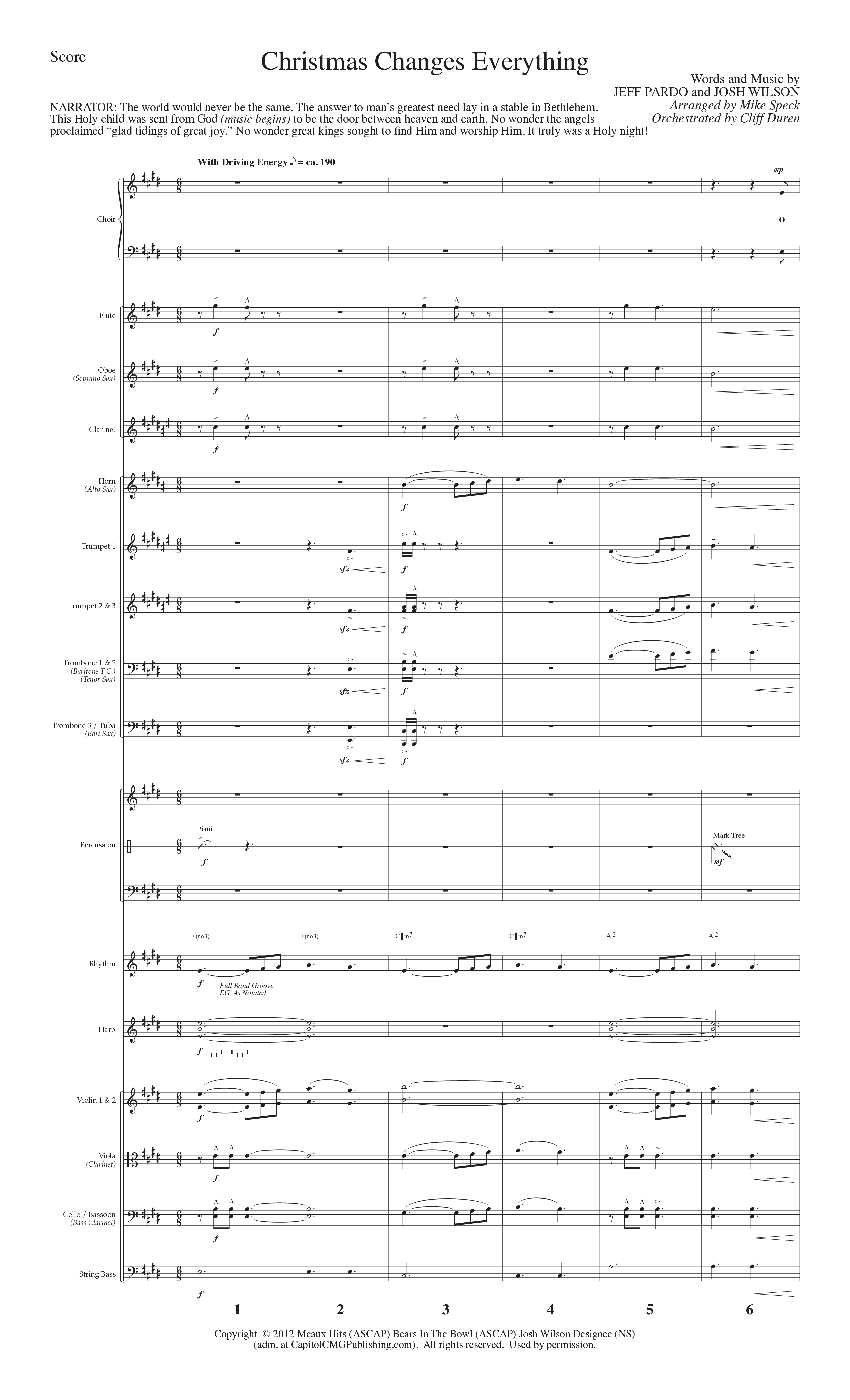 Christmas Changes Everything (13 Song Choral Collection) Song 8 (Orchestration) (Lillenas Choral / Arr. Mike Speck)